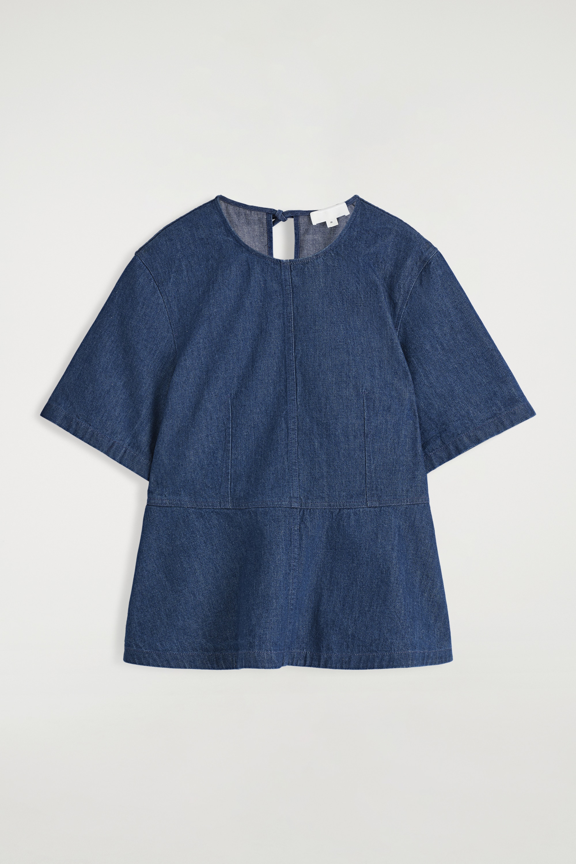 DENIM PEPLUM FELSŐ - SÖTÉTKÉK