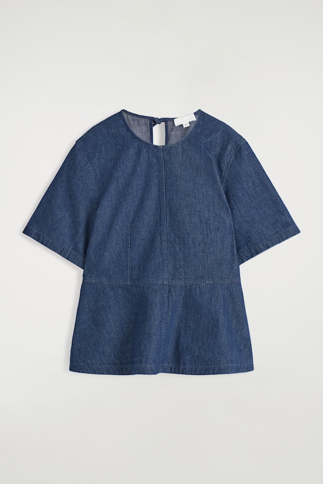 DENIM PEPLUM TOP - DONKERBLAUW - 1