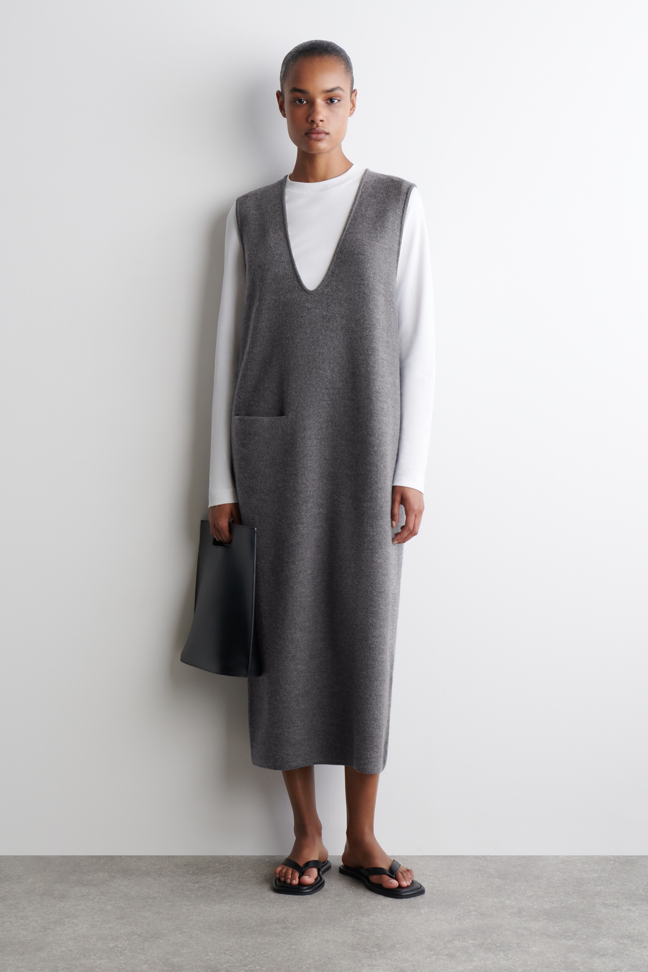 Agrandir l'image: ROBE MIDI EN LAINE BOUILLIE - GRIS CHINÉ - FEMME | H&M FR 2