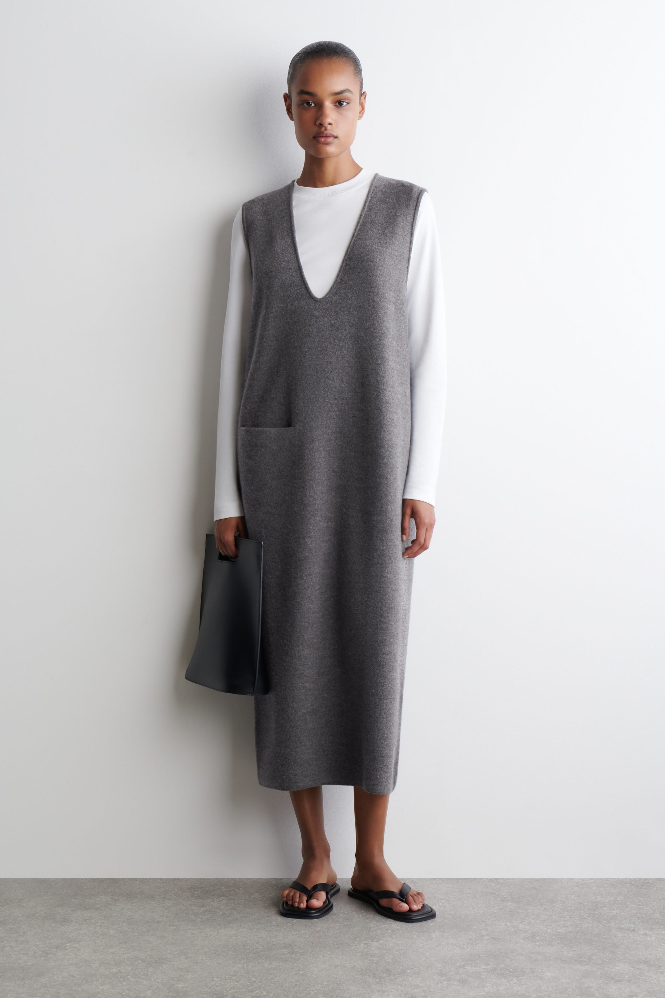 BOILED-WOOL MIDI DRESS