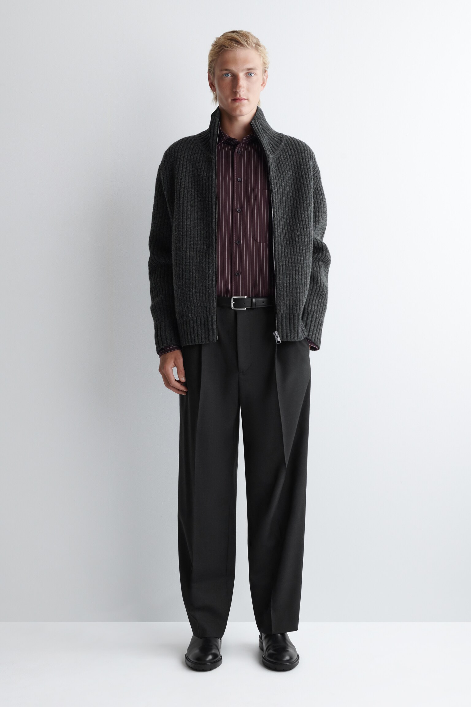 CAMICIA IN TWILL DALLA VESTIBILITÀ RILASSATA - BORDEAUX / GESSATO/TALPA / RIGHE/BLU NAVY/BLU NAVY - 3