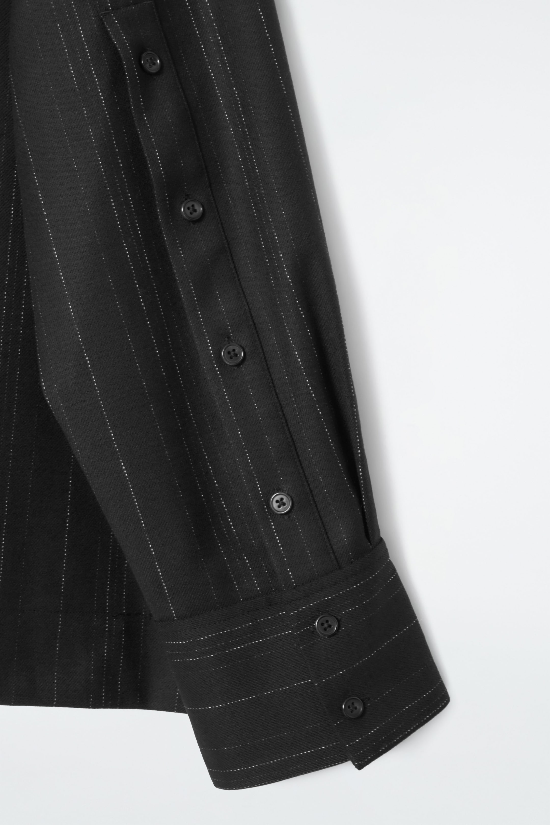 PINSTRIPED FUNNEL-NECK BLOUSE