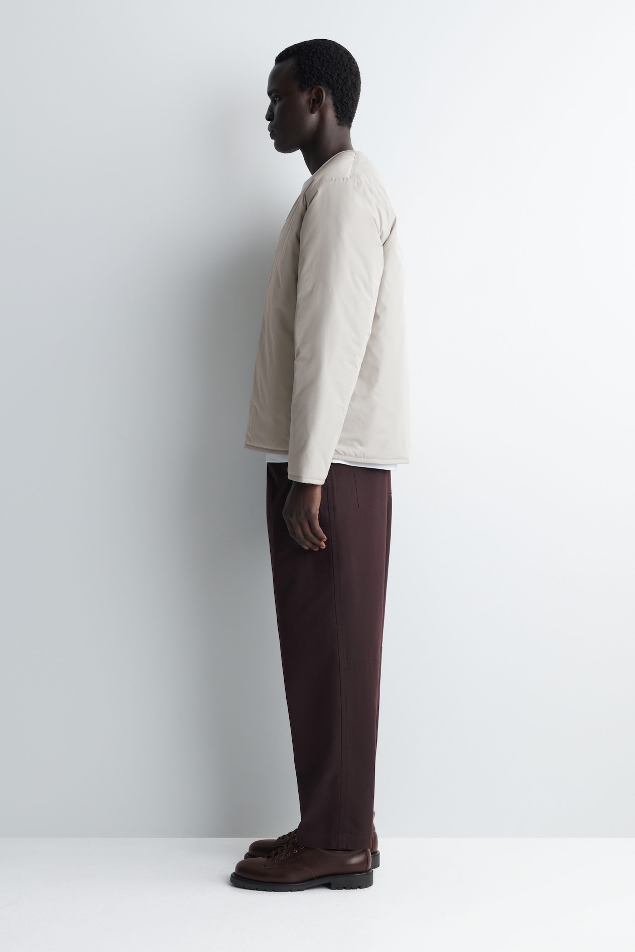 REVERSIBLE QUILTED JACKET — LIGHT GREY