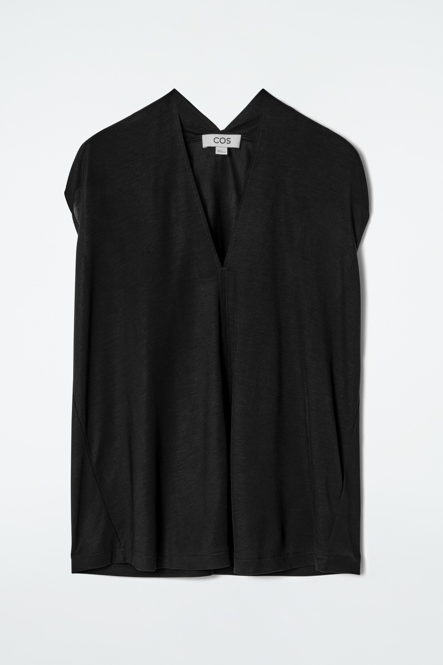TOP CON SCOLLO A V DRAPPEGGIATO - NERO/AZZURRO - 2