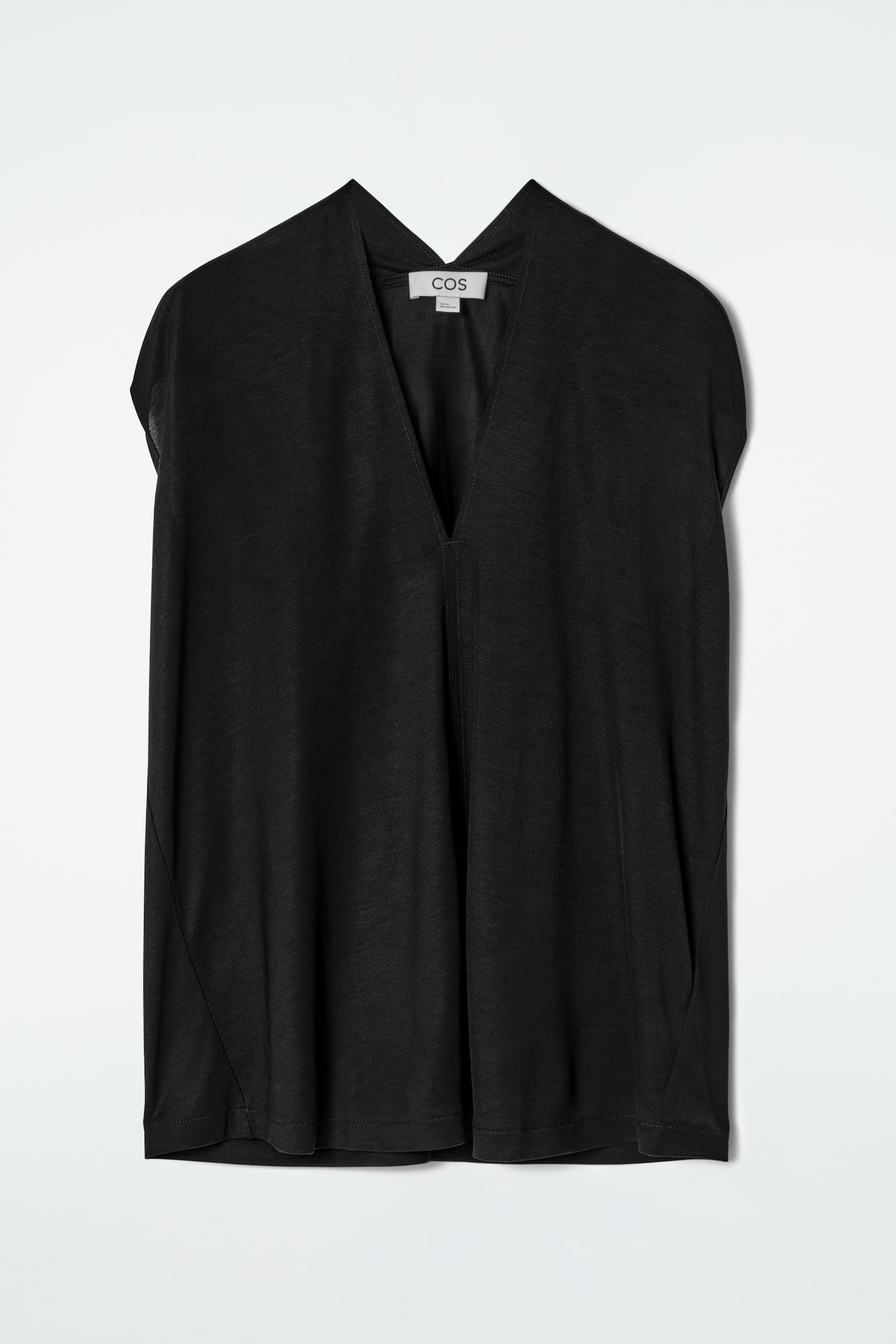 TOP DRAPEADO CON CUELLO DE PICO - NEGRO/AZUL CLARO - 2