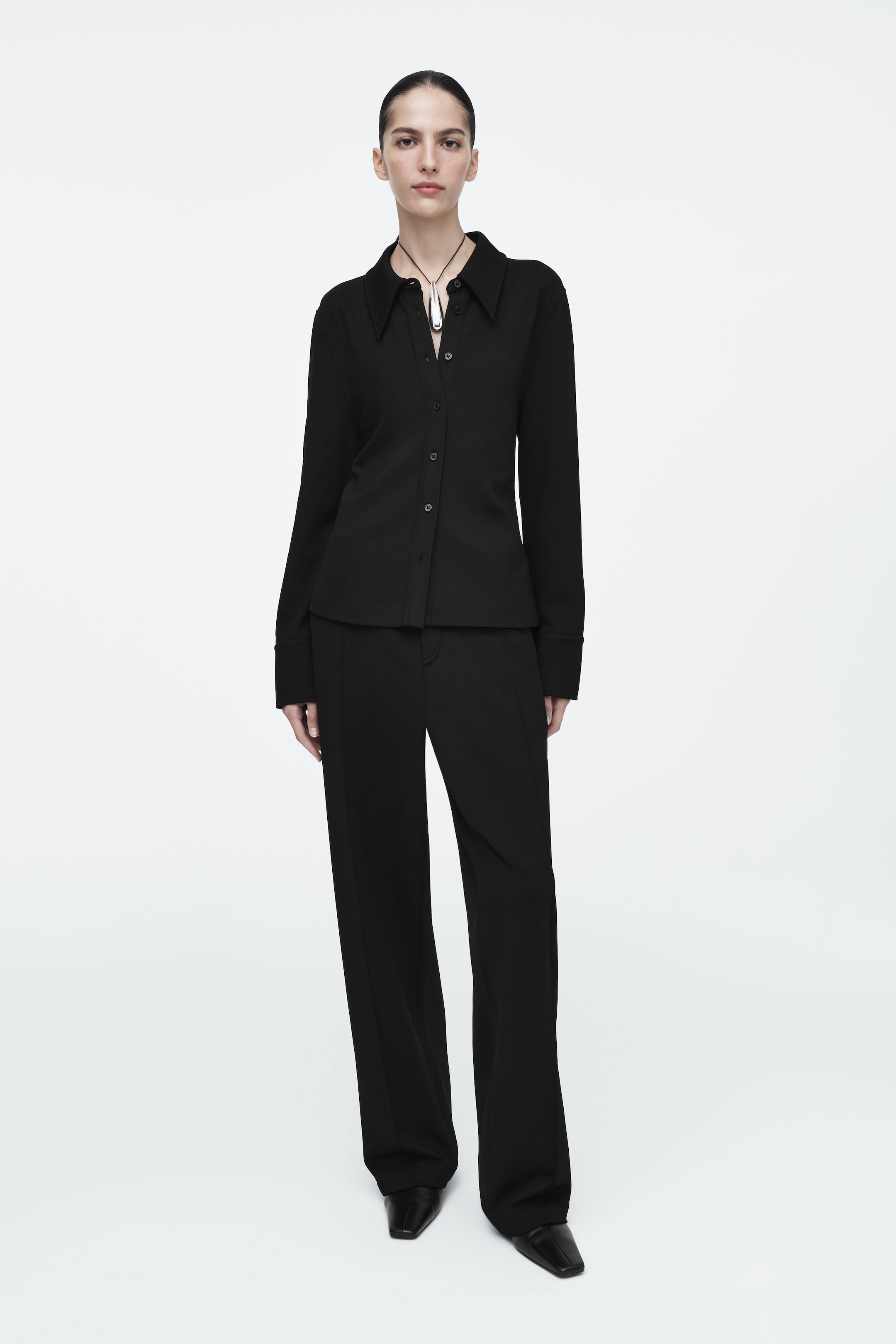 PINTUCKED STRAIGHT-LEG PANTS