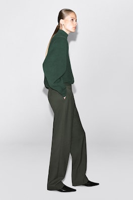 TAILORED TWILL FLARED PANTS — KHAKI 3