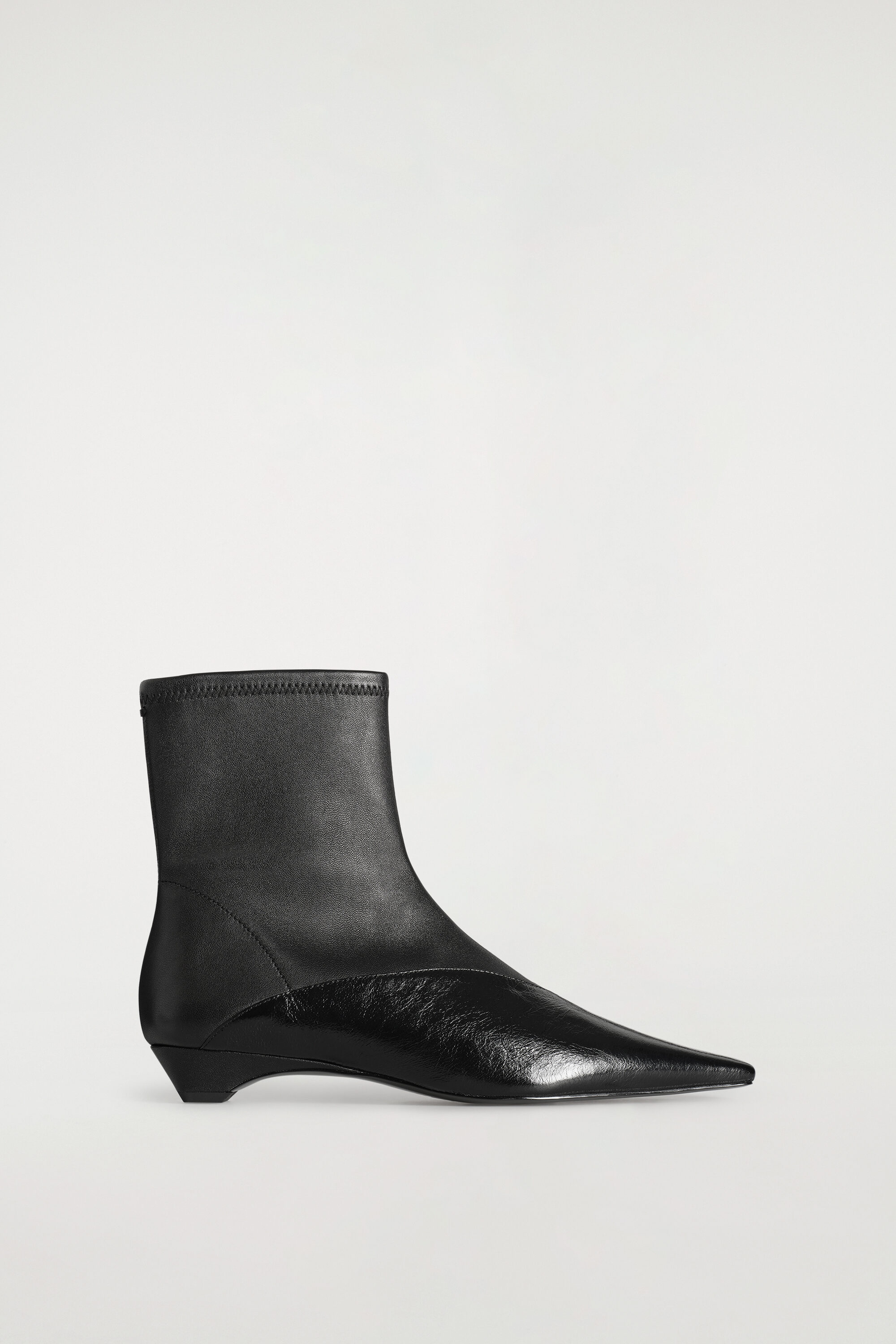 Paneled Pointed Leather Wedge Ankle Boots by COS