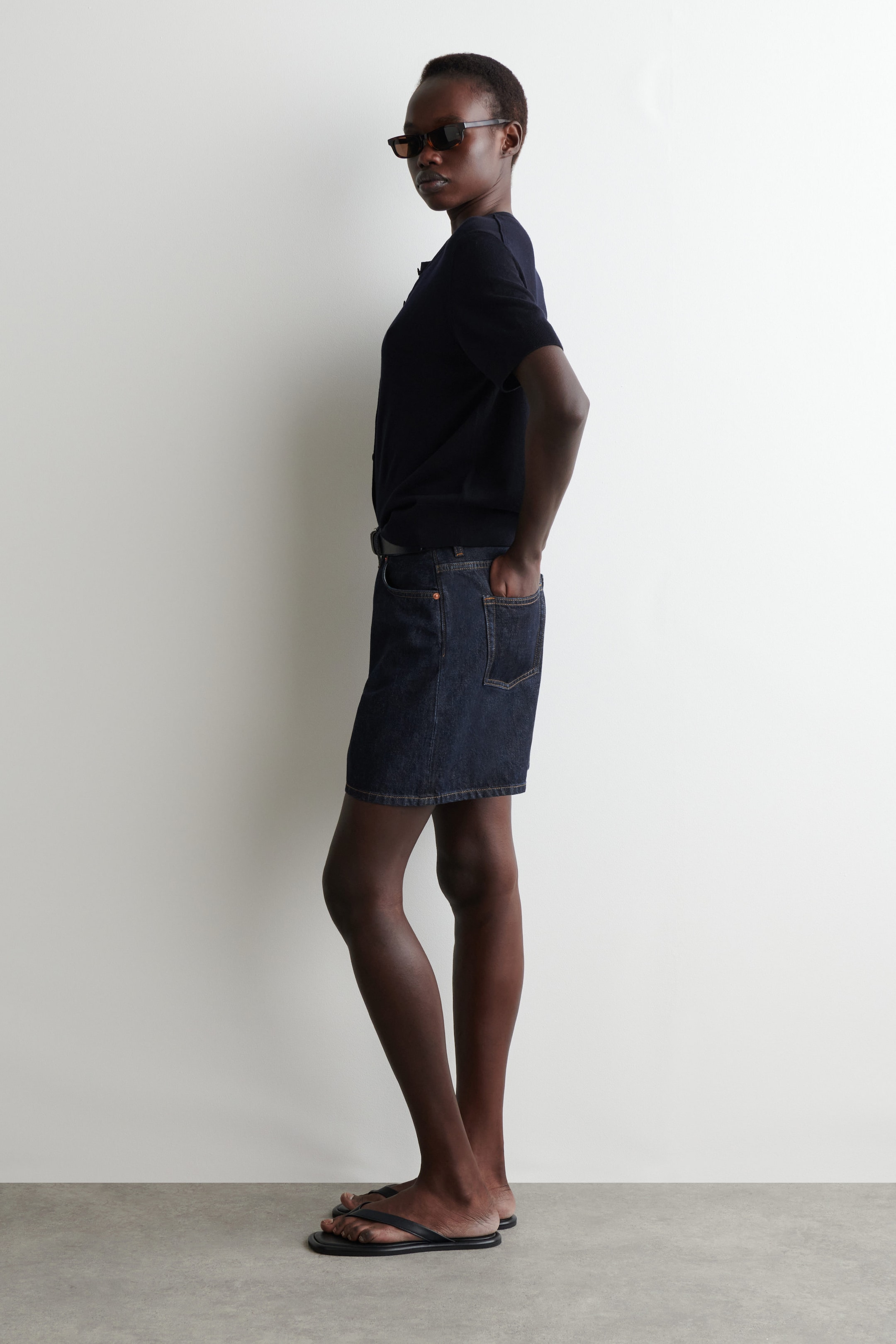 HIGH-RISE DENIM SHORTS