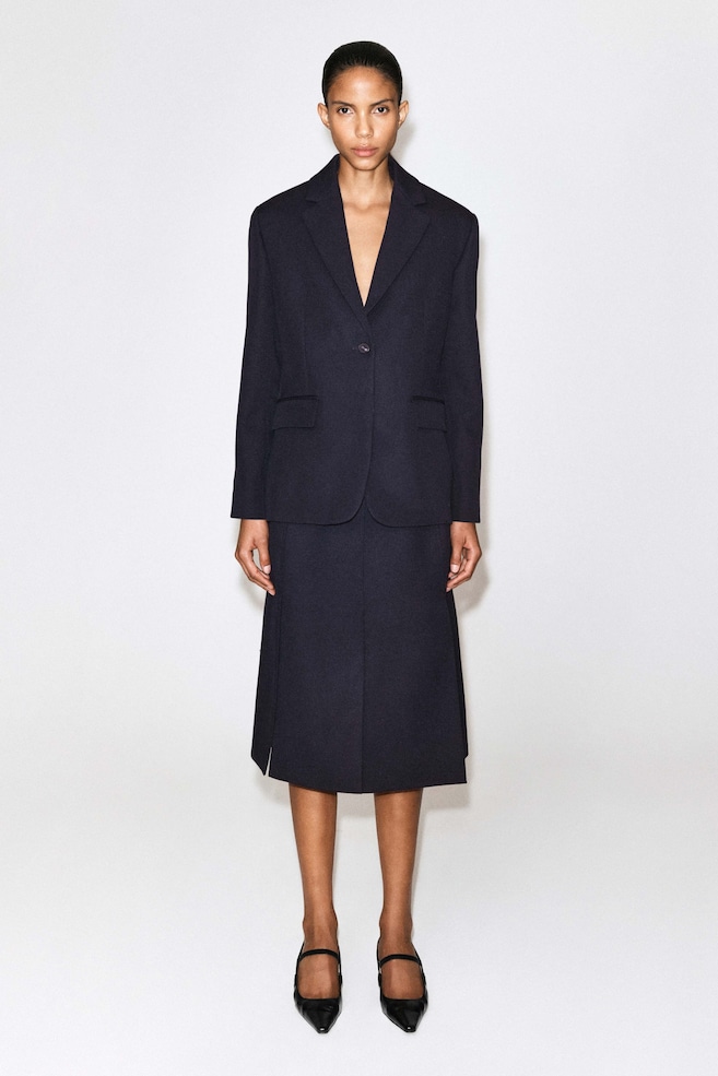 SINGLE-BREASTED WOOL BLAZER — MIDNIGHT