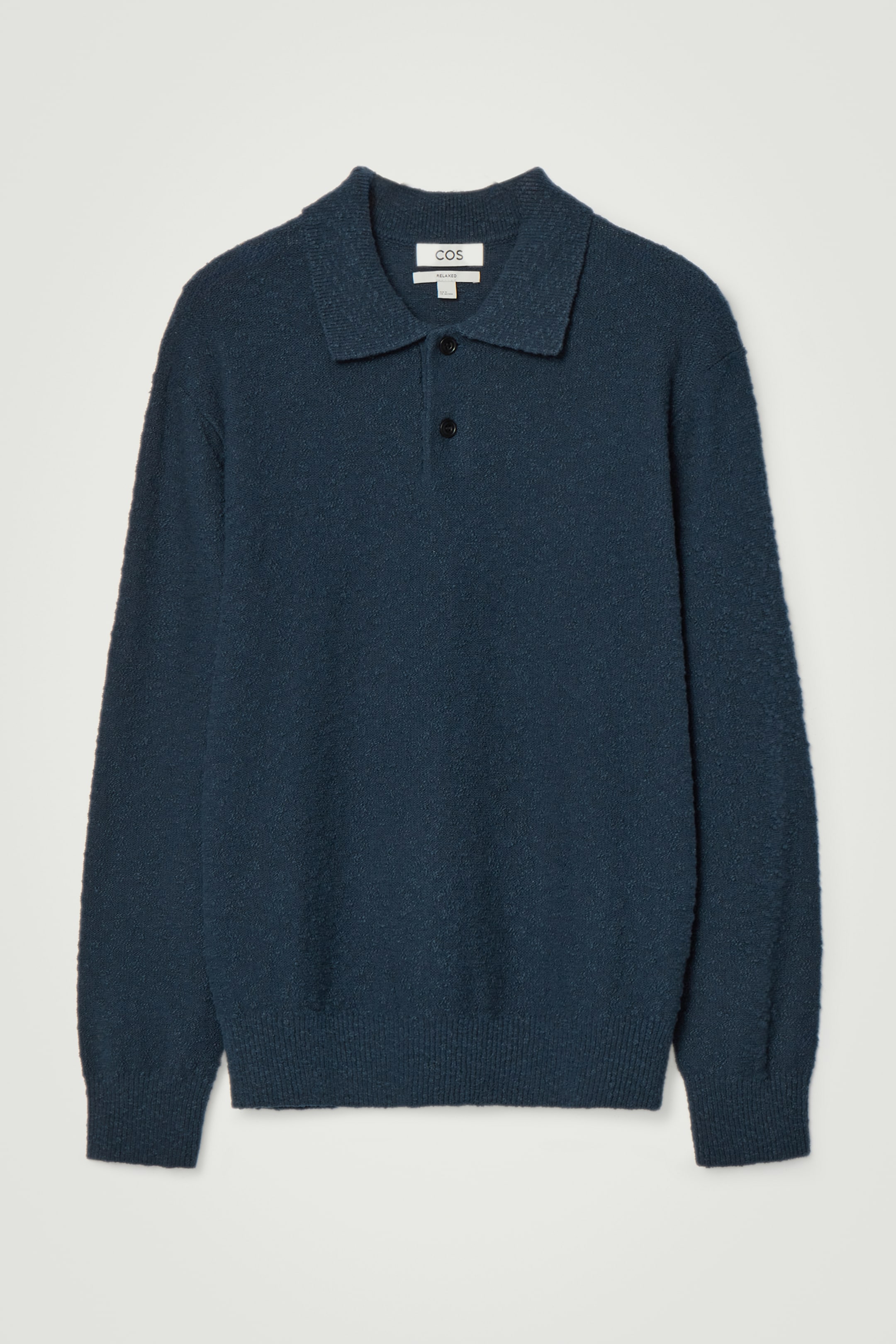 Grösseres Bild ansehen: LANGÄRMLIGES BOUCLÉ-POLOSHIRT - NAVYBLAU - HERREN | H&M CH 1