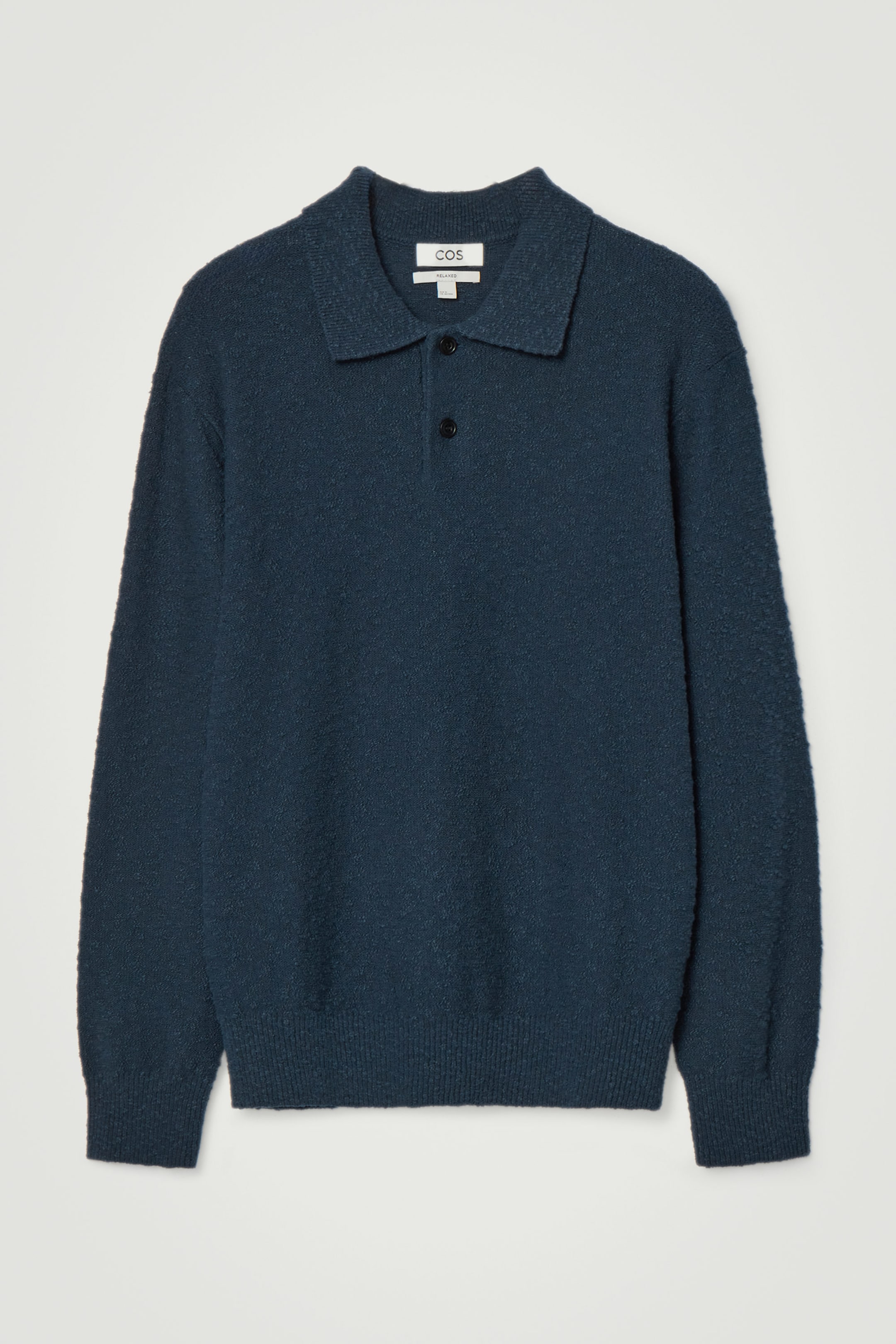 BOUCLÉ-KNIT LONG-SLEEVED POLO SHIRT