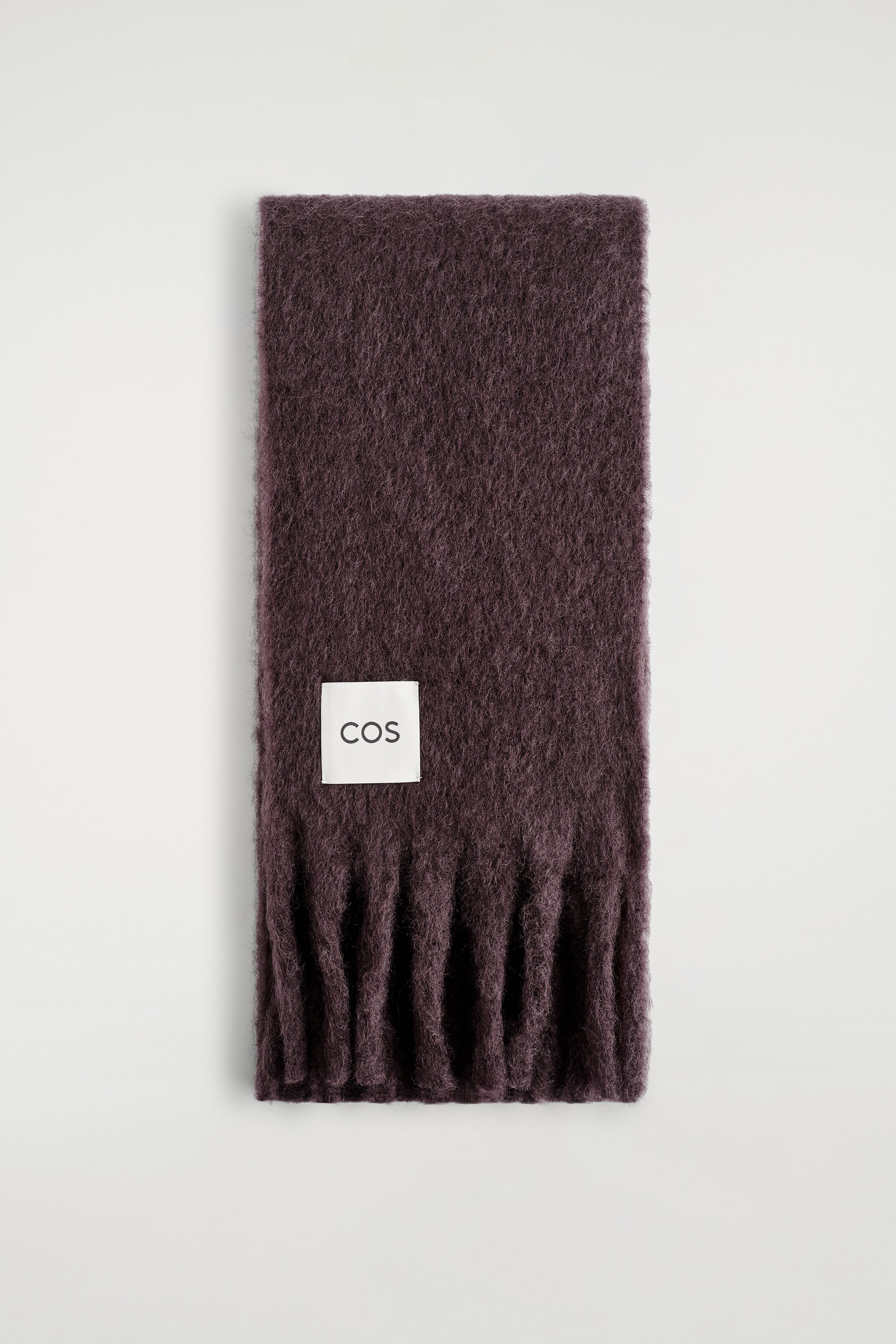 FRINGED BRUSHED-MOHAIR SCARF - BORDEAUX | COS