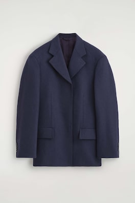 STRUCTURED WOOL-BLEND BLAZER — NAVY 9