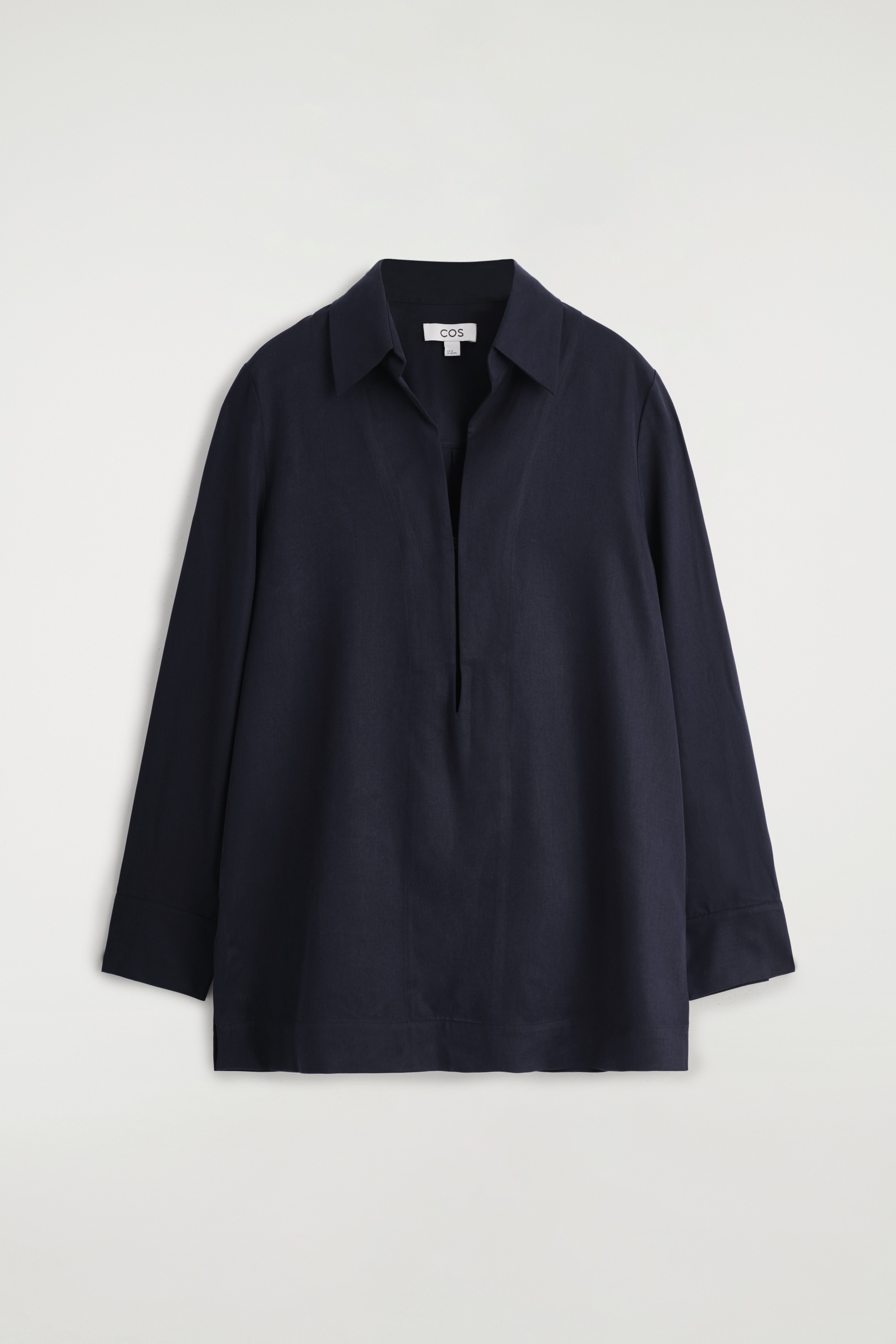 CAMICIA CON COLLETTO APERTO - BLU NAVY