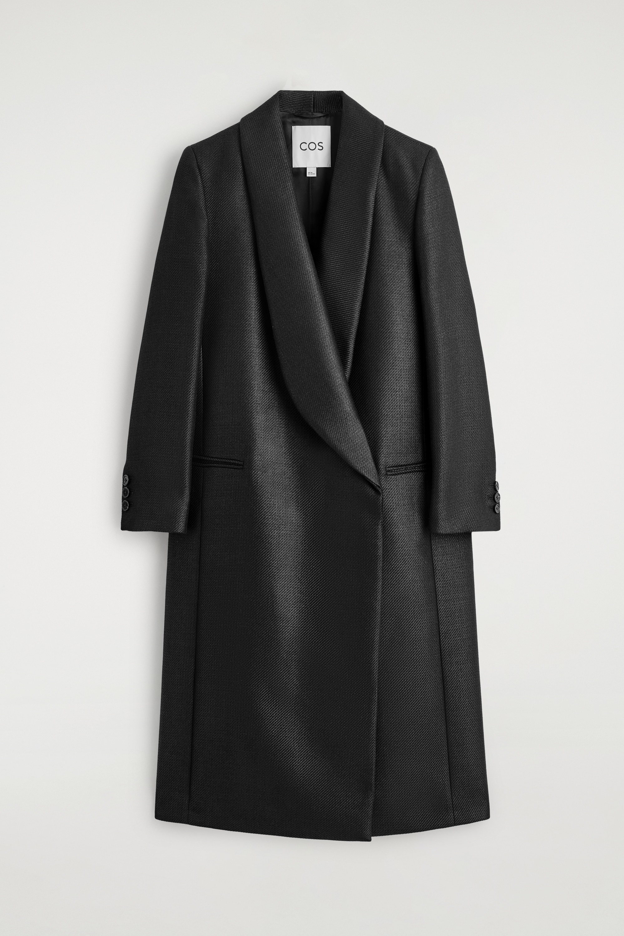 MANTEAU TAILLEUR EN LAINE MÉLANGÉE EFFET MÉTALLISÉ - NOIR