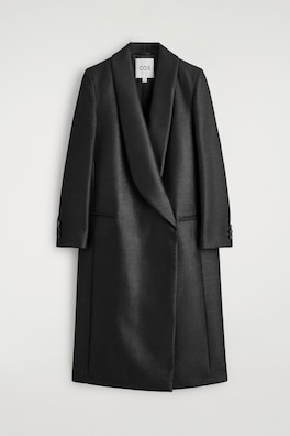 TAILORED METALLIC WOOL-BLEND LONG COAT — BLACK 2
