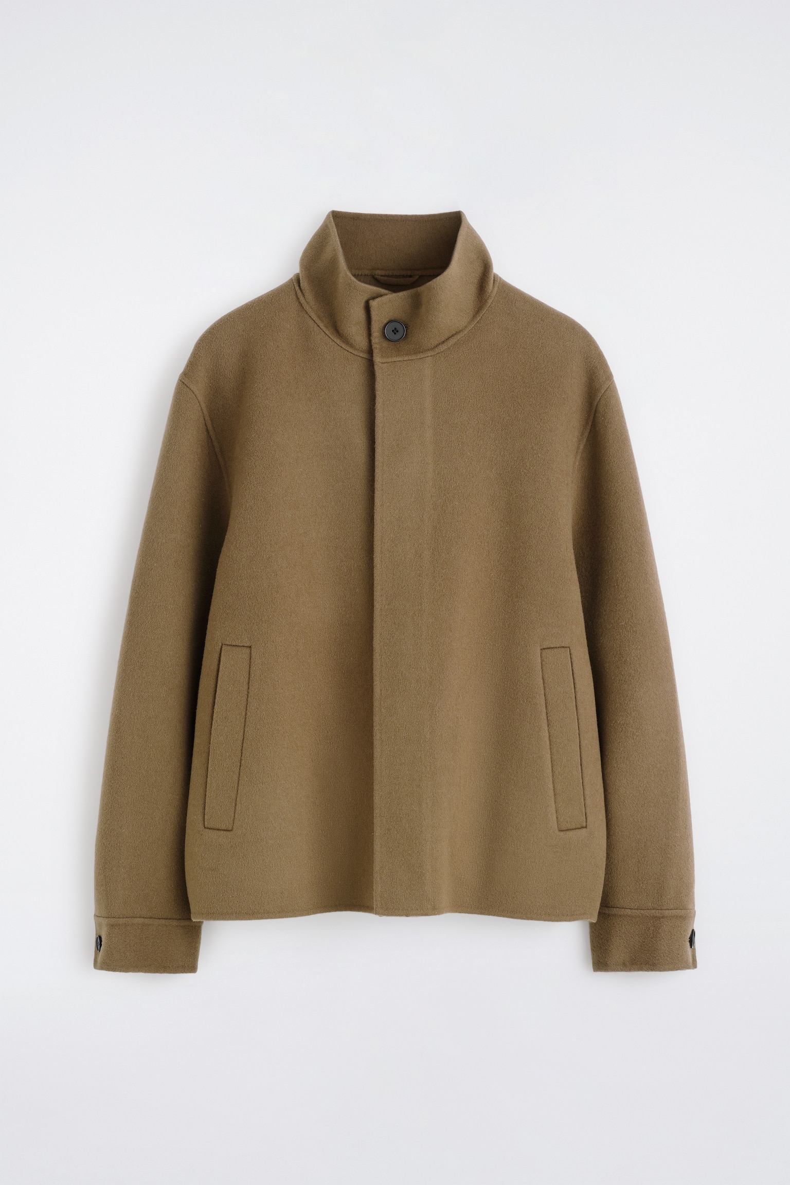 VESTE À COL CHEMINÉE EN LAINE DOUBLE FACE - BEIGE FONCÉ/GRIS ANTHRACITE CHINÉ - 1