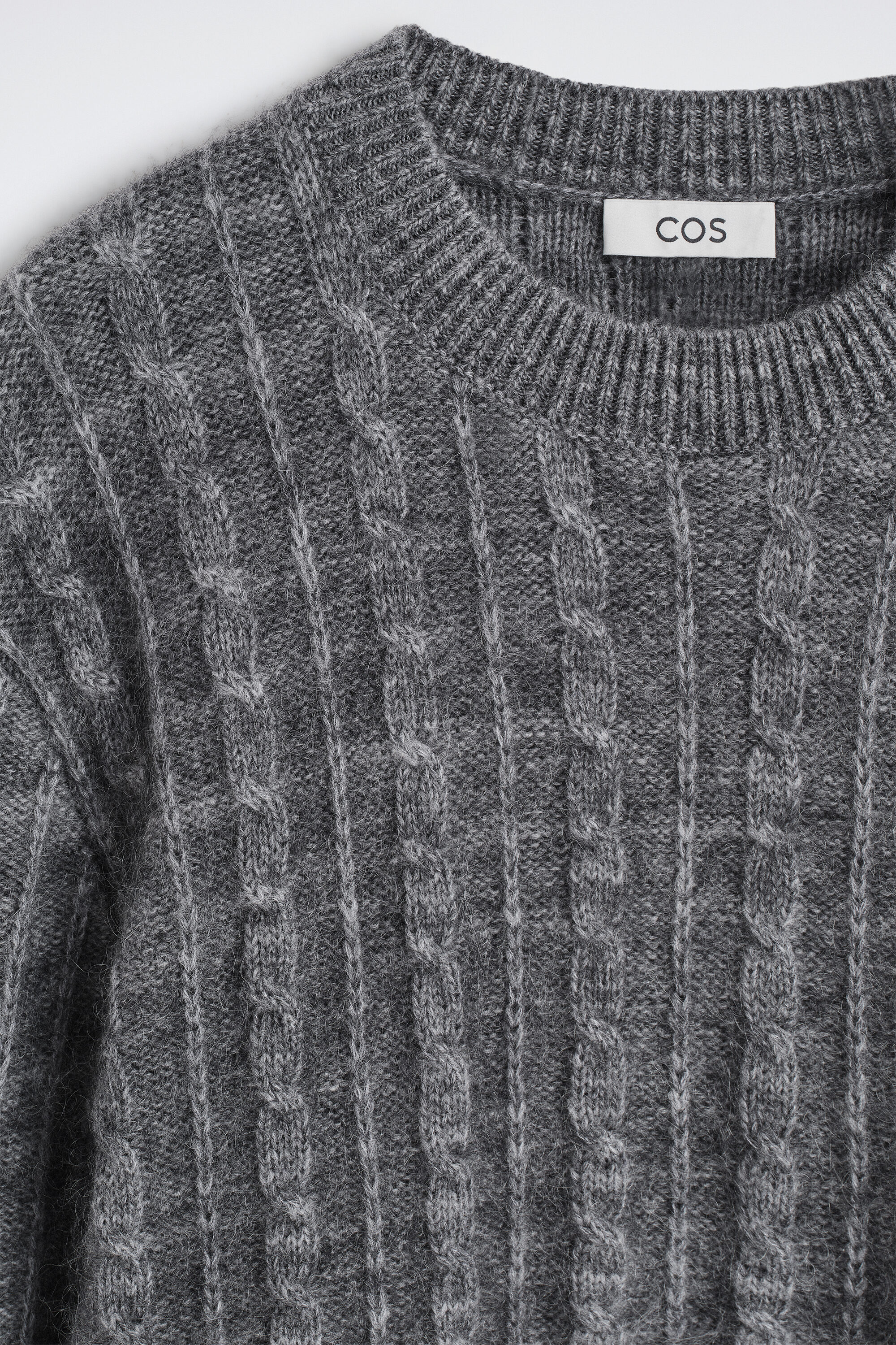 CABLE-KNIT MERINO-MOHAIR SWEATER - GRAY MÉLANGE | COS US