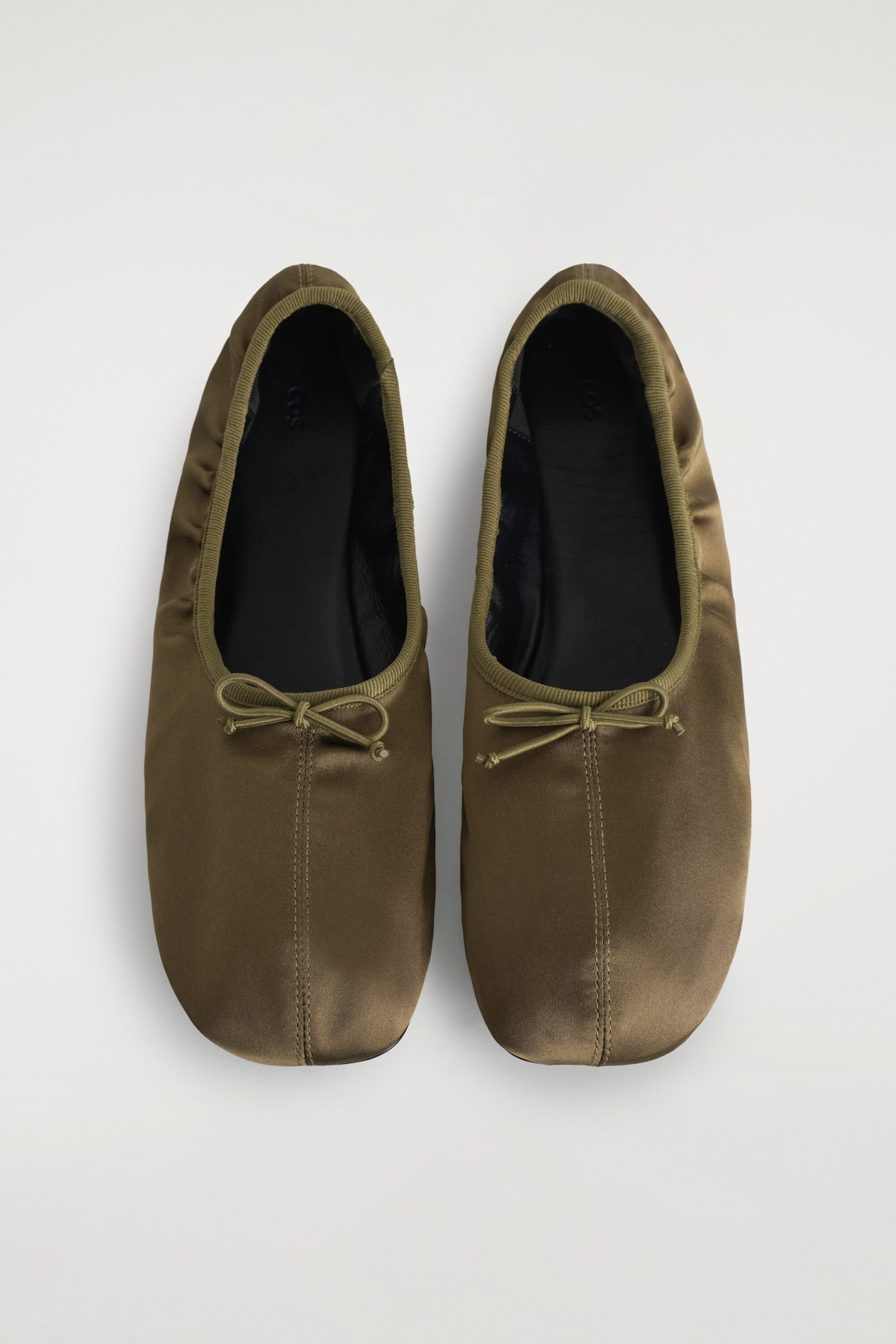 SATIN BALLET FLATS — KHAKI