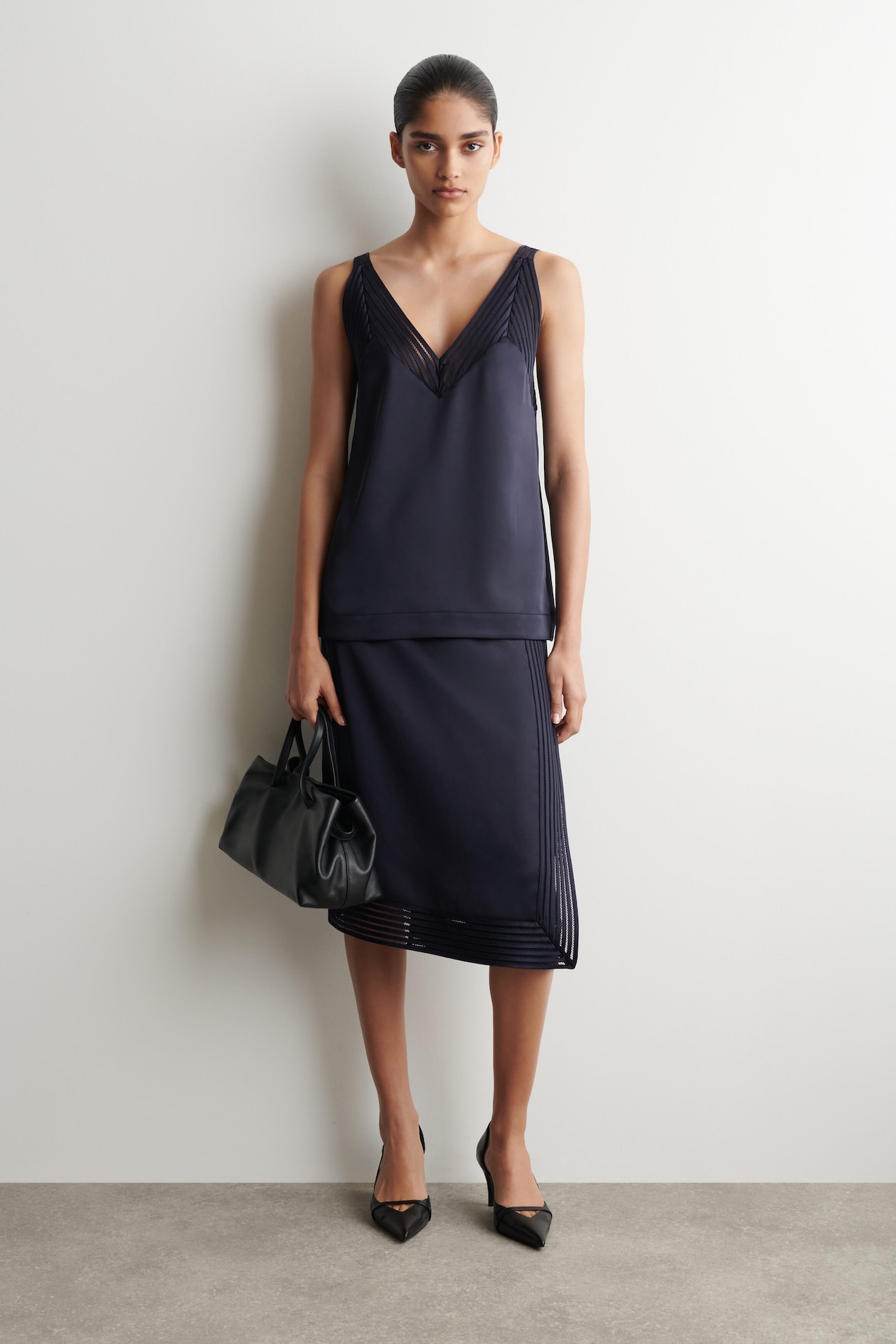 OPEN-STITCH WRAP SKIRT