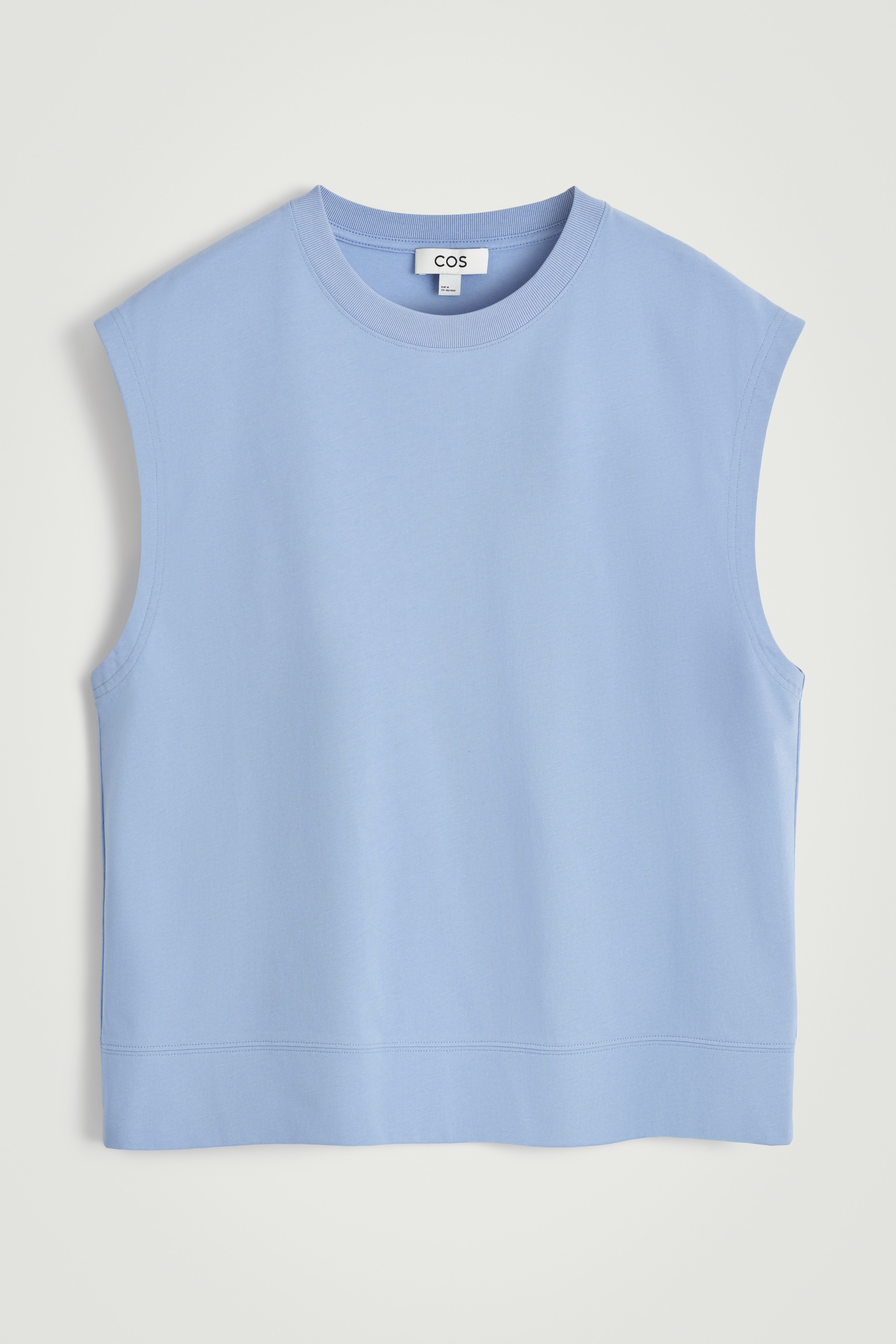 RELAXED COTTON-CREPE TANK TOP - LIGHT BLUE/BLACK