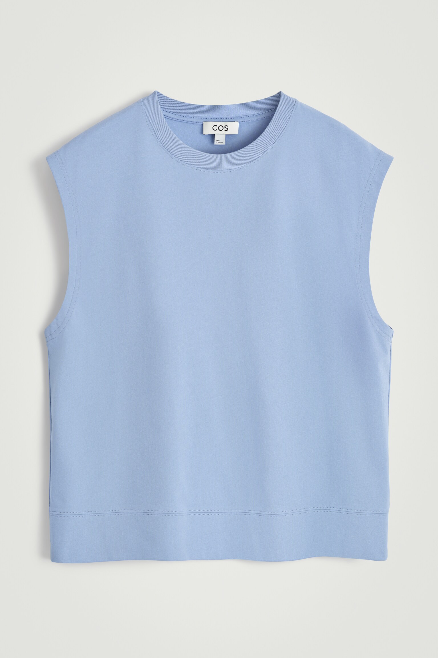 RELAXED COTTON-CREPE TANK TOP - LIGHT BLUE/BLACK - 2