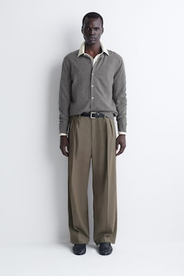 PURE CASHMERE CREW-NECK CARDIGAN — GRAY MÉLANGE 2