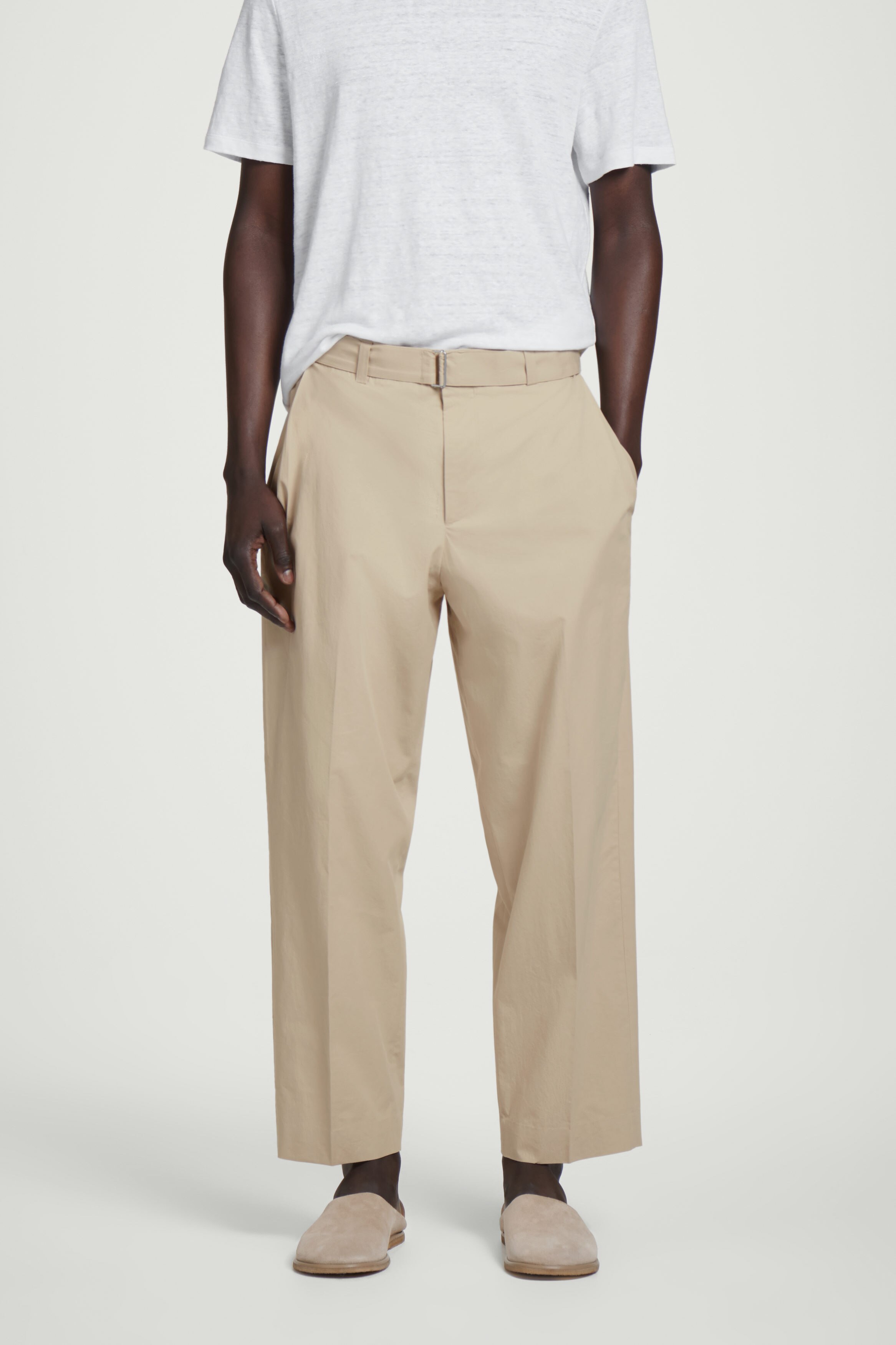 【BAON】Kemon brushed cotton pants CHUCK regular twill chino pants - Light feather gray