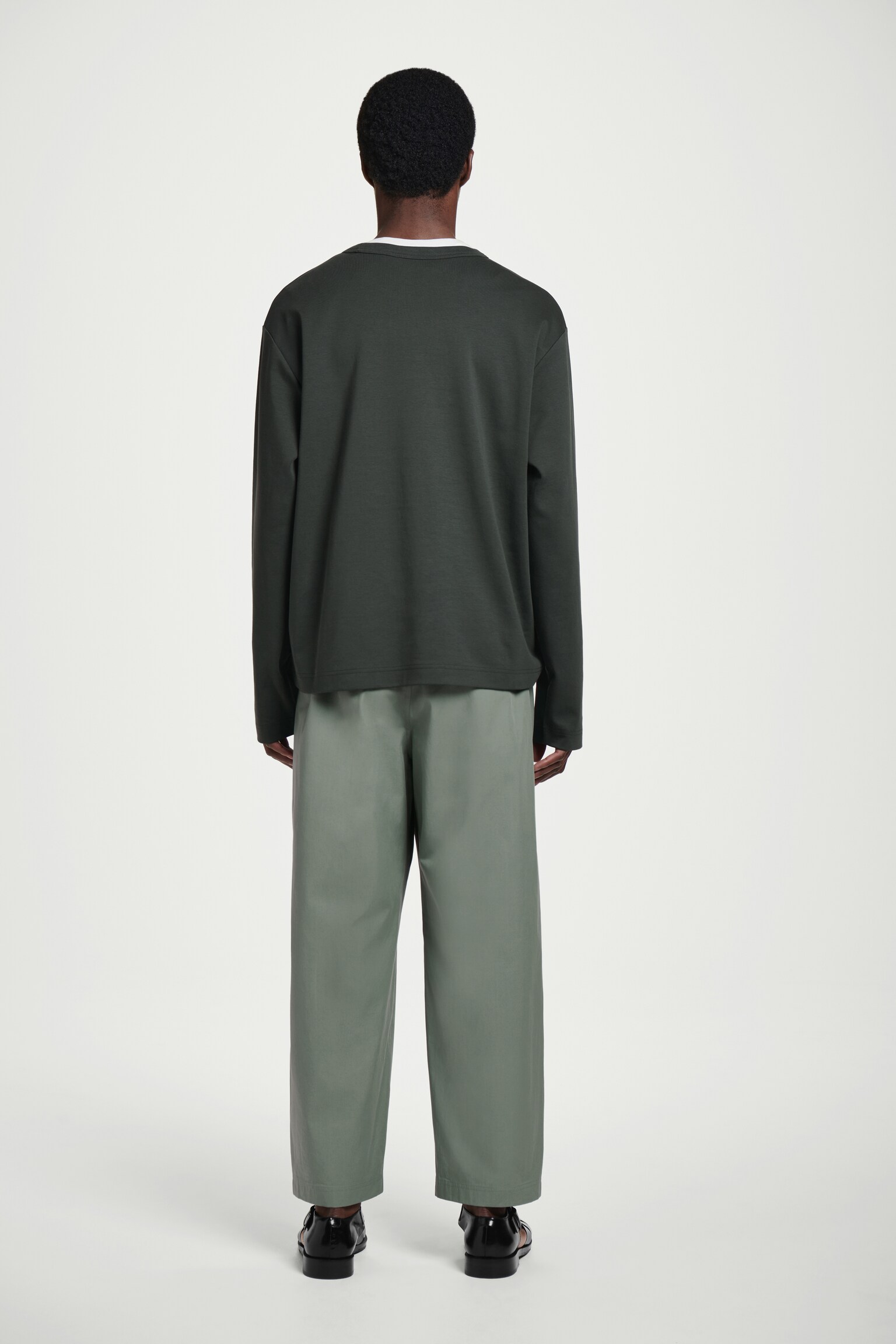 PANTALON COURT LARGE À TAILLE ÉLASTIQUÉE - VERT/TAUPE - 5