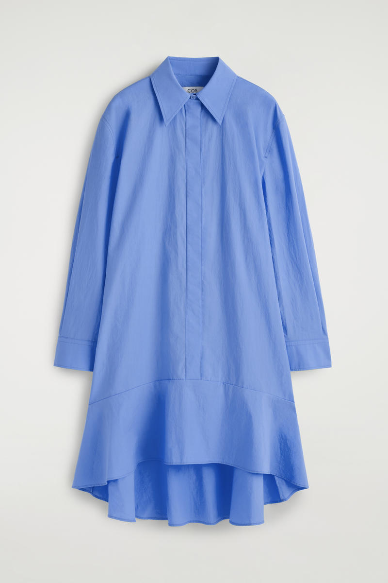 Flared Cotton Mini Shirt Dress