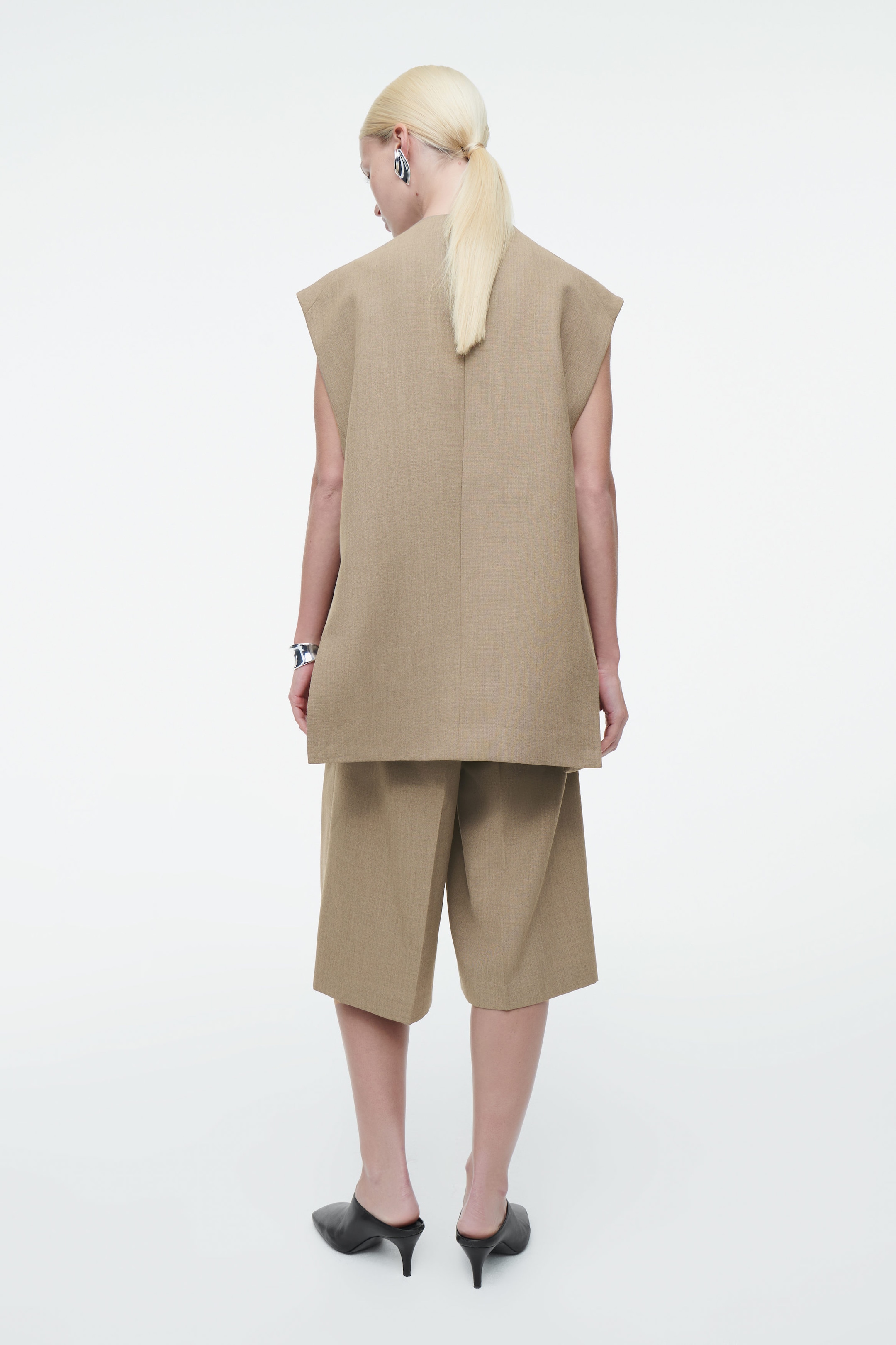 LONGLINE WOOL-BLEND TWILL WAISTCOAT
