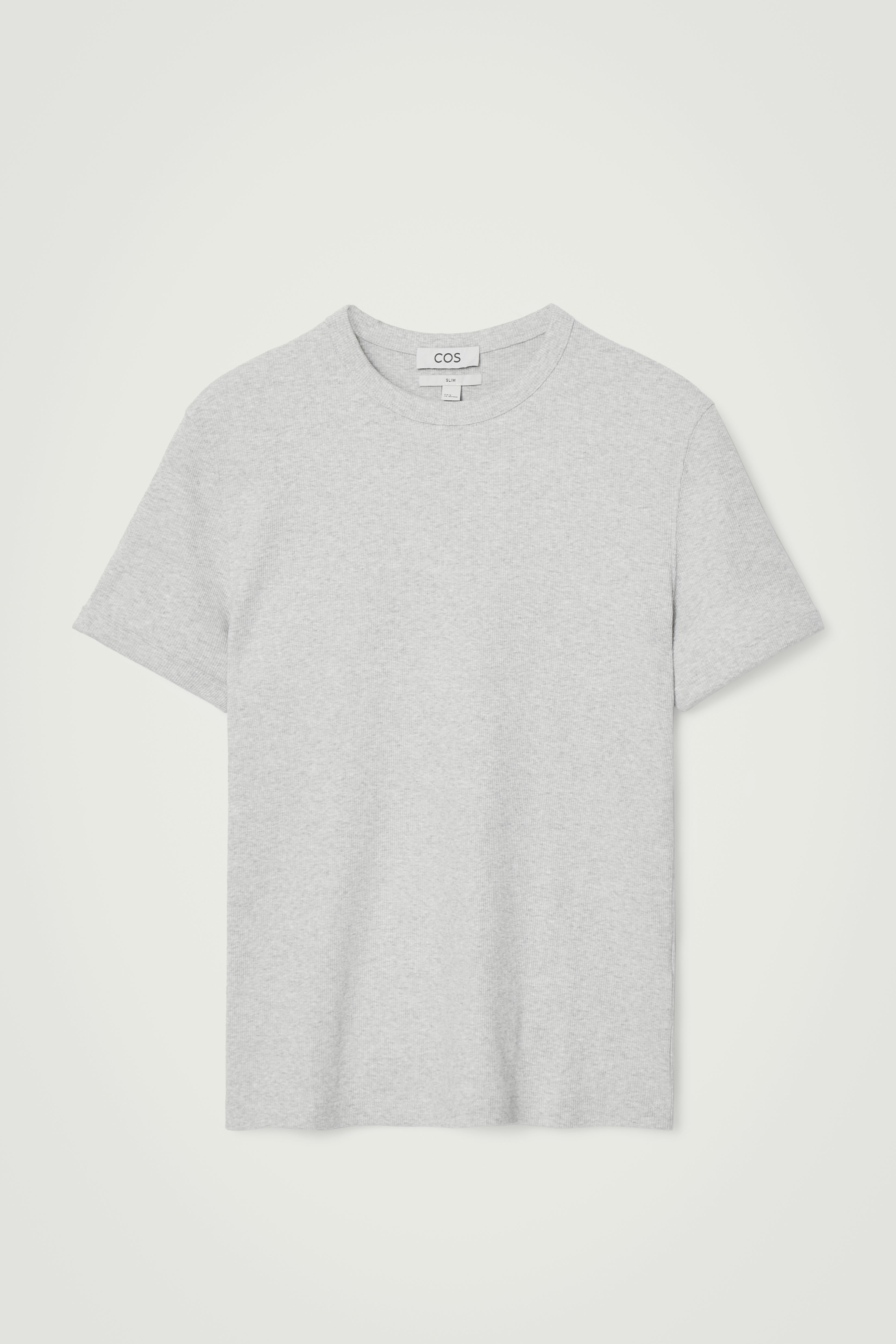 SLIM RIBBED COTTON T-SHIRT - LIGHT GREY/WHITE/BLACK/CHARCOAL/DARK KHAKI/KHAKI/NAVY