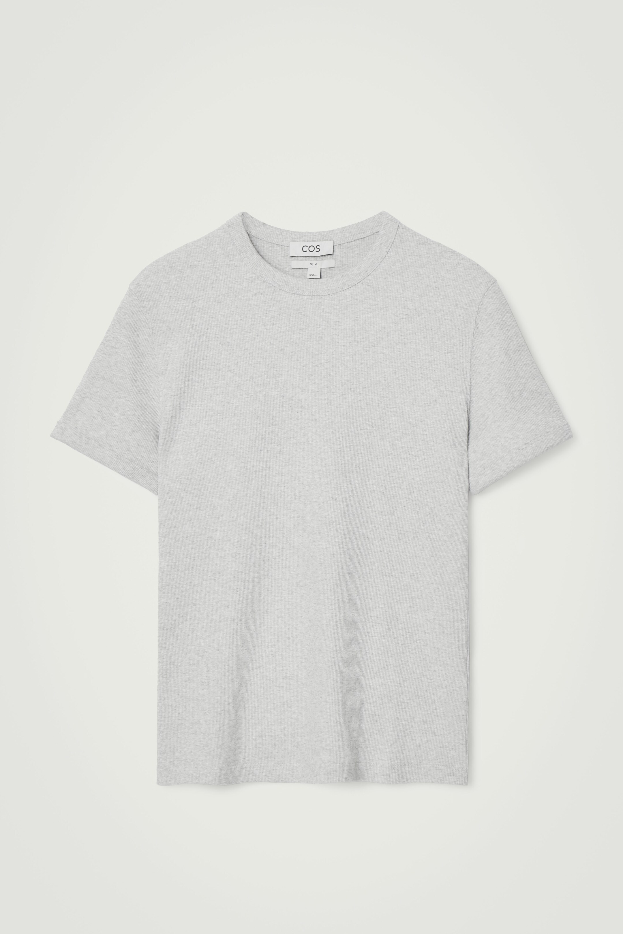 Ingrandisci l'immagine: SLIM RIBBED COTTON T-SHIRT - LIGHT GREY - UOMO | H&M CH 7