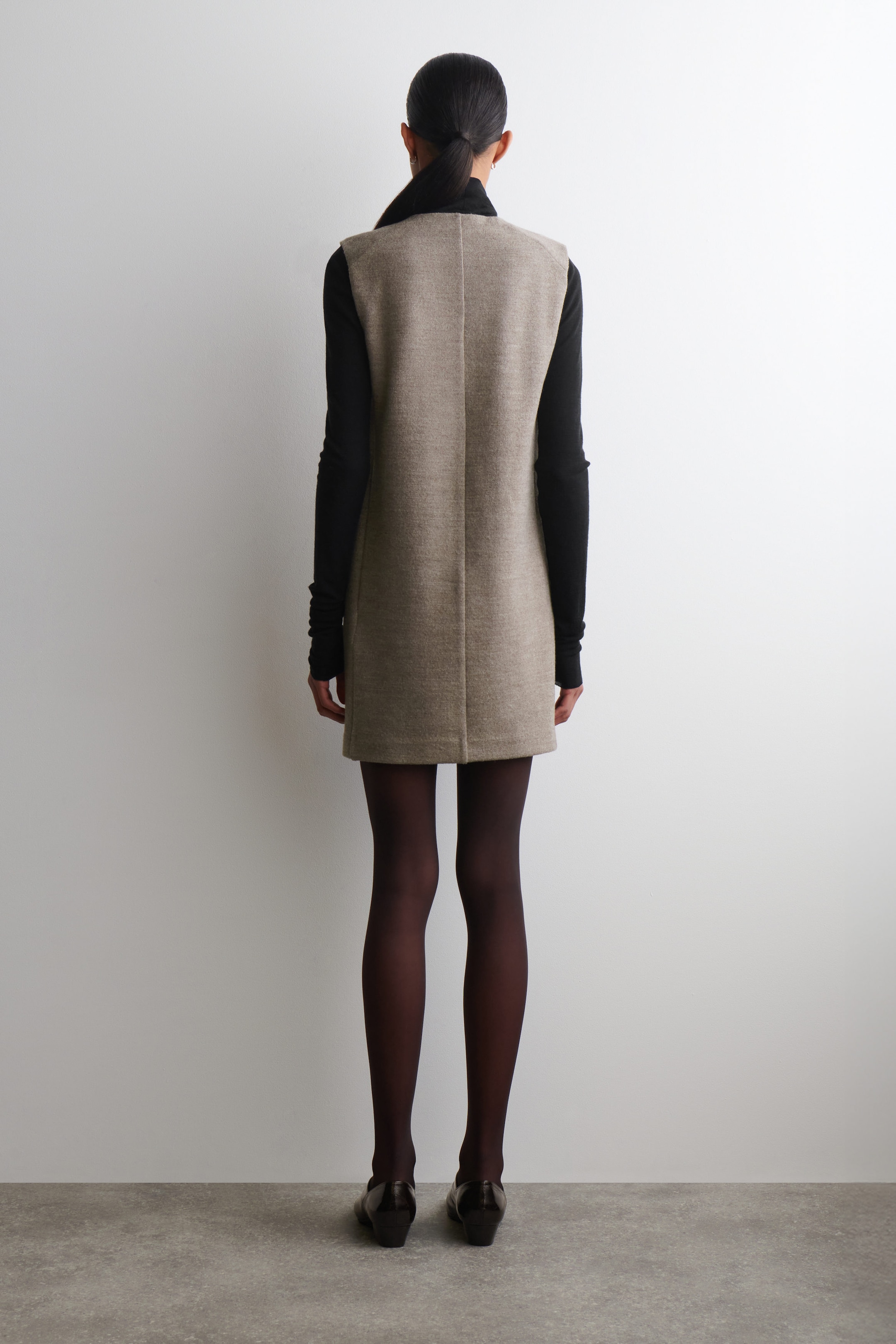 MERINO WOOL BUTTONED SHIFT MINI DRESS