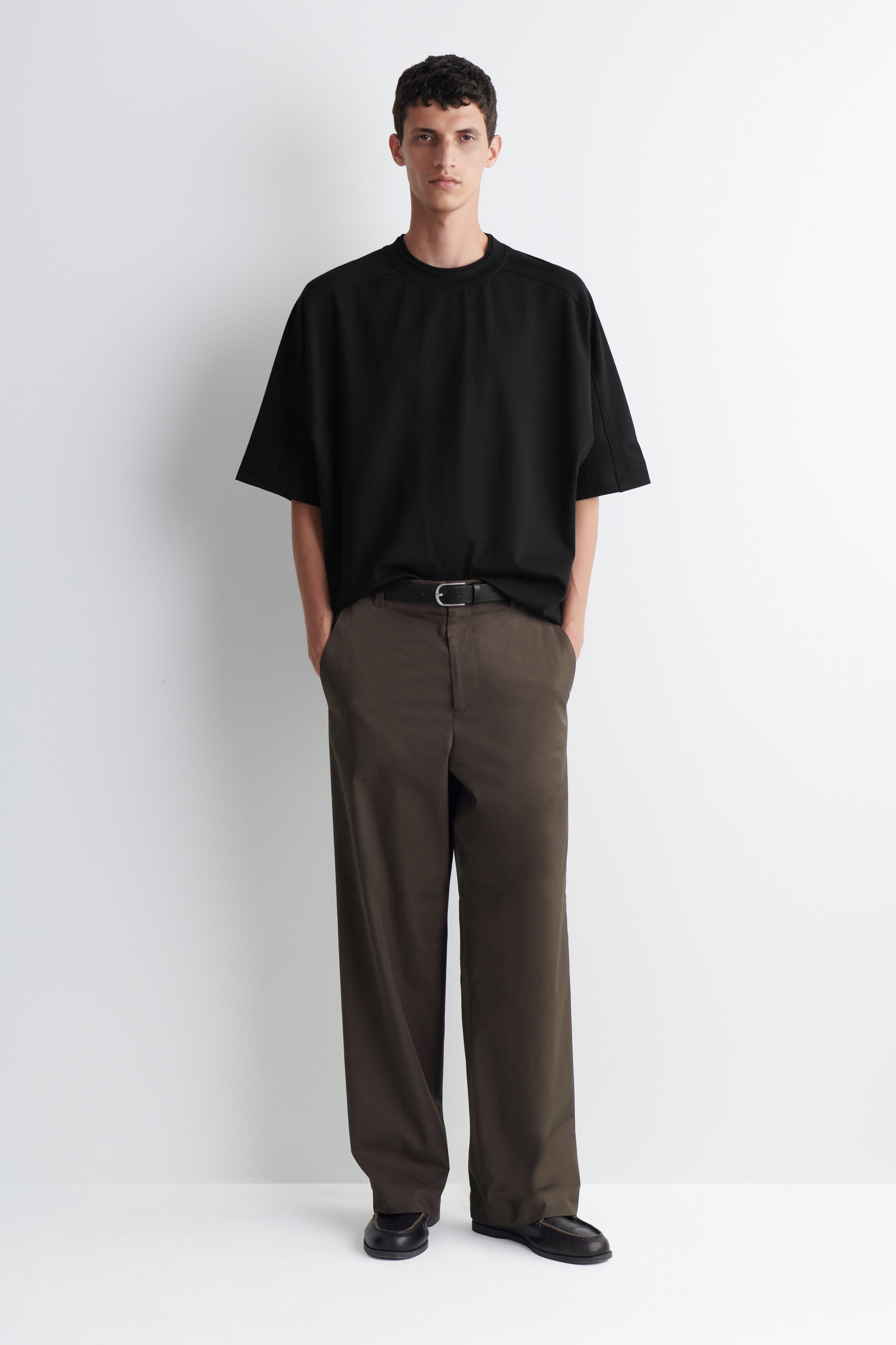 OVERSIZED INTERLOCK COTTON T-SHIRT - BLACK | COS US