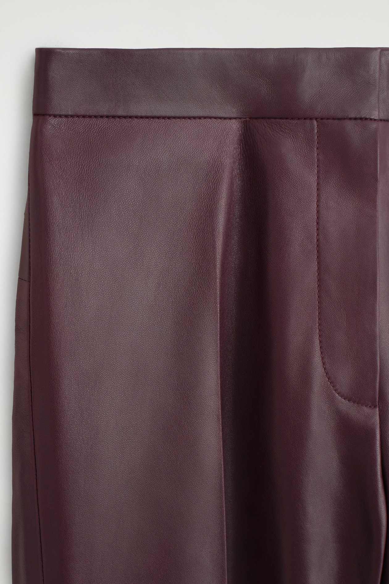 LEATHER STRAIGHT-LEG PANTS — BORDEAUX