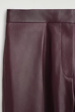 LEATHER STRAIGHT-LEG PANTS — BORDEAUX 6