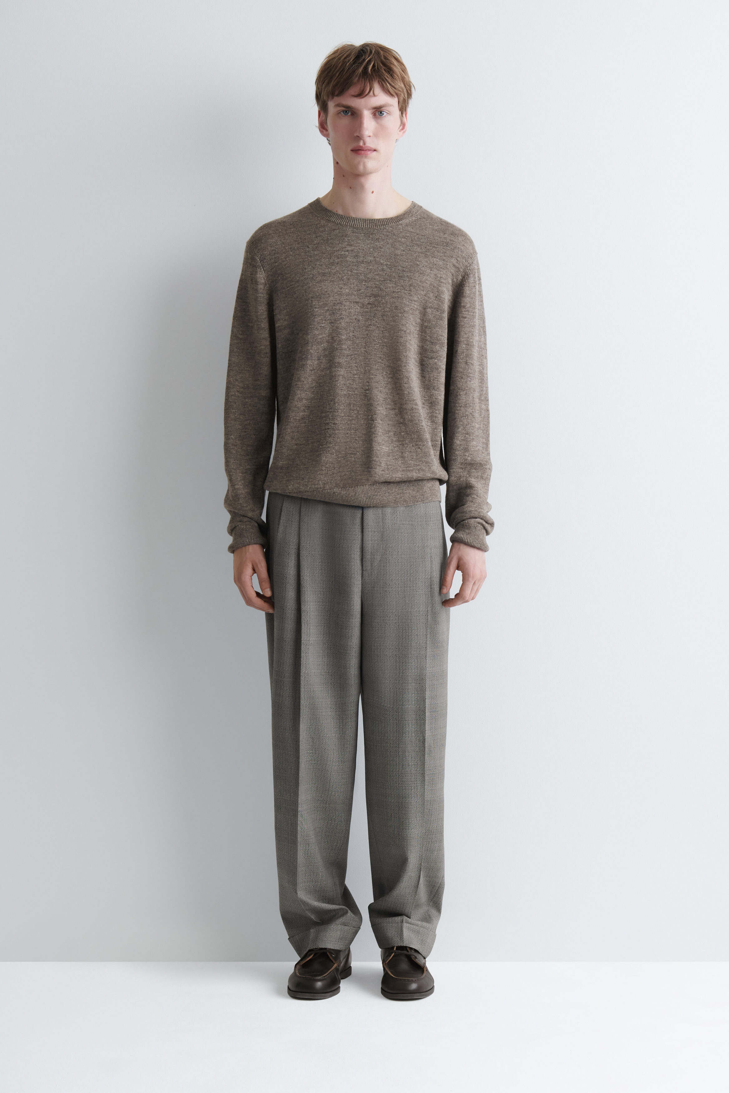 CHECKED TEXTURED-WOOL RELAXED-FIT TAPERED PANTS - thumbnail 2