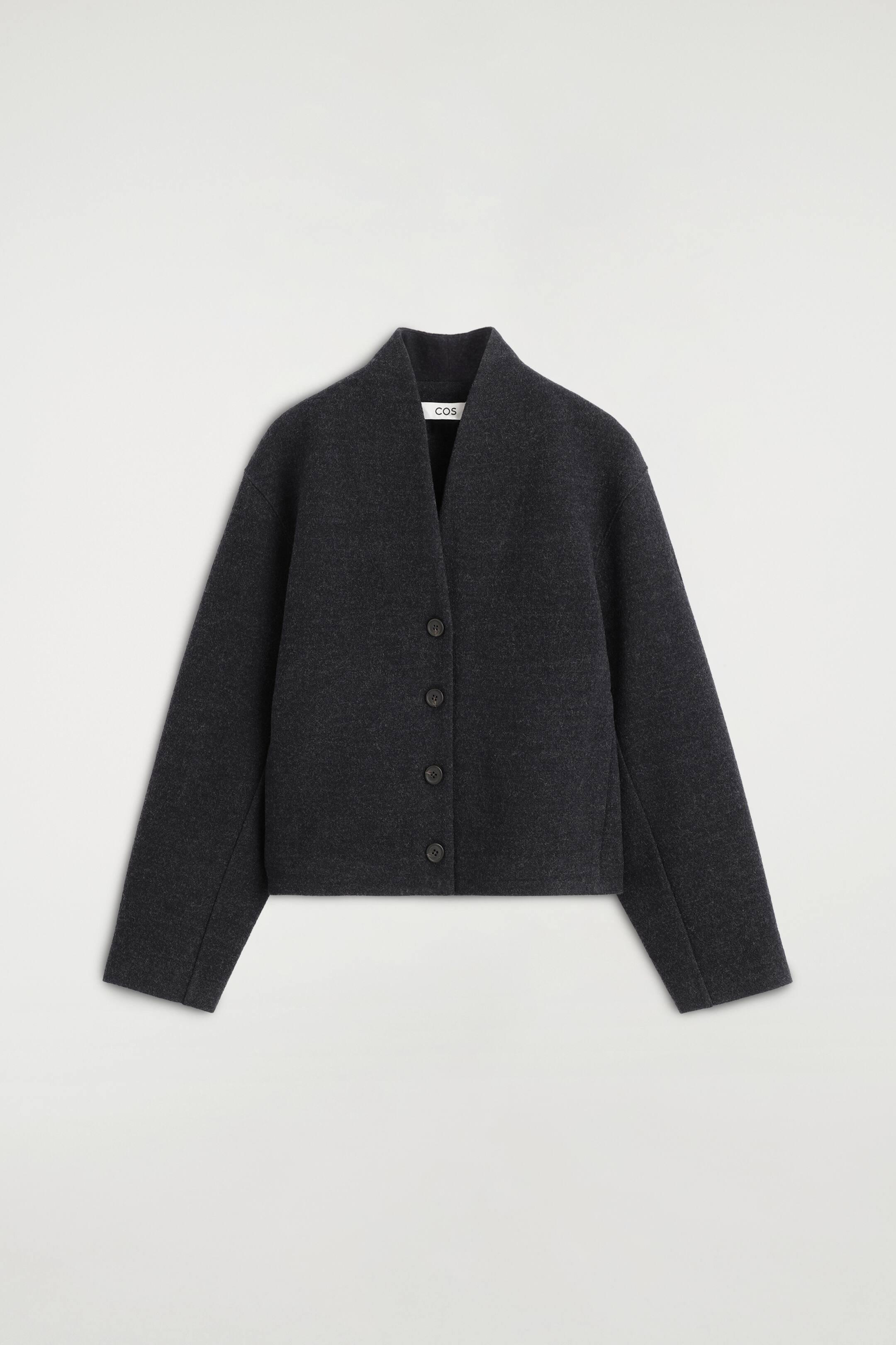 הצגת תמונה גדולה יותר: BOILED WOOL-BLEND SHAWL-COLLAR CARDIGAN - מלאנג' פחם - Ladies | H&M IL 1