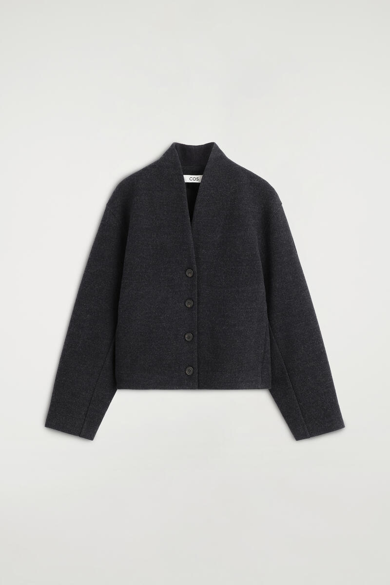 Boiled Wool-Blend Shawl-Collar Cardigan