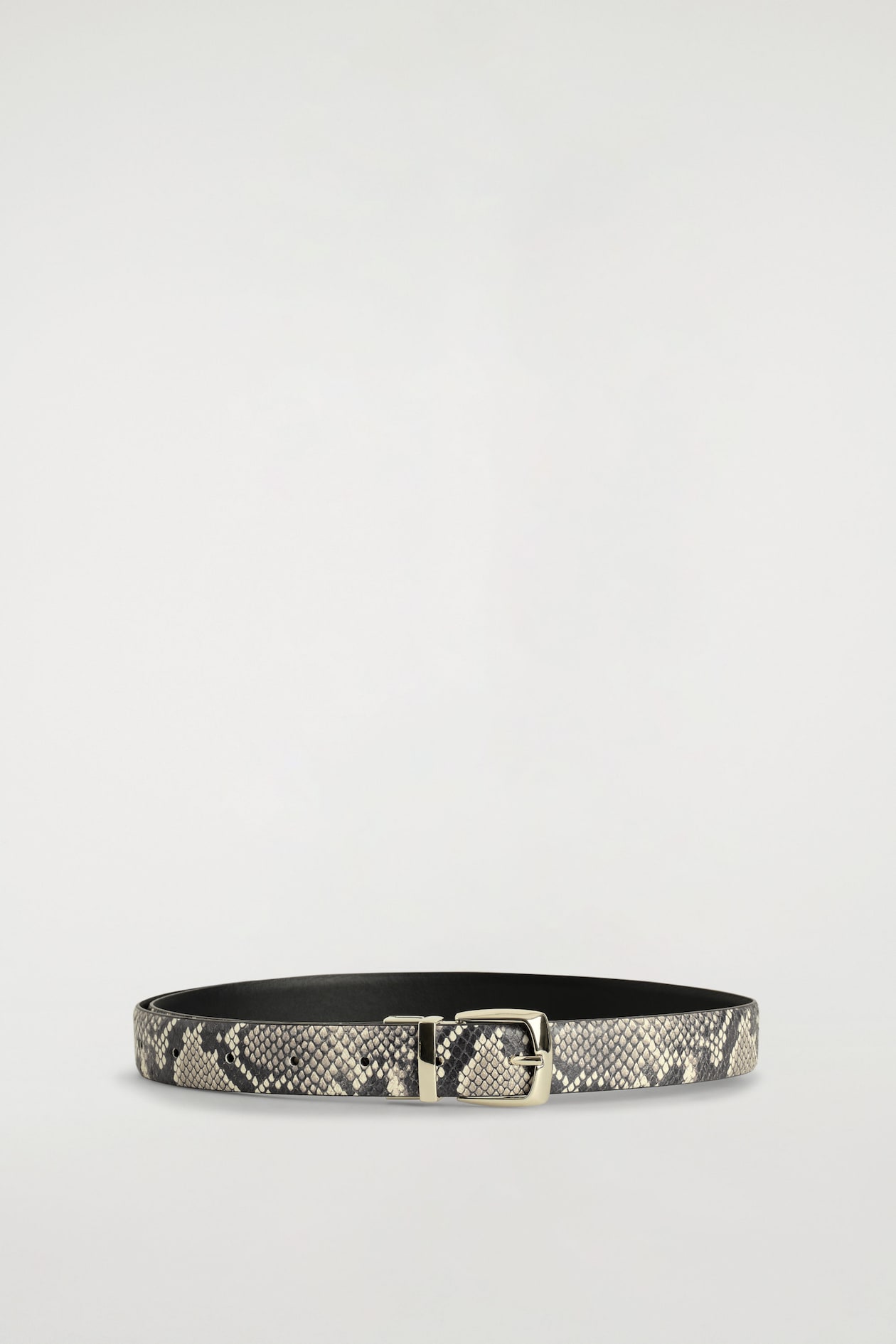 REVERSIBLE LEATHER BELT — SNAKESKIN EFFECT / BLACK