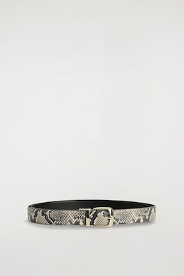 REVERSIBLE LEATHER BELT — SNAKESKIN EFFECT / BLACK 5