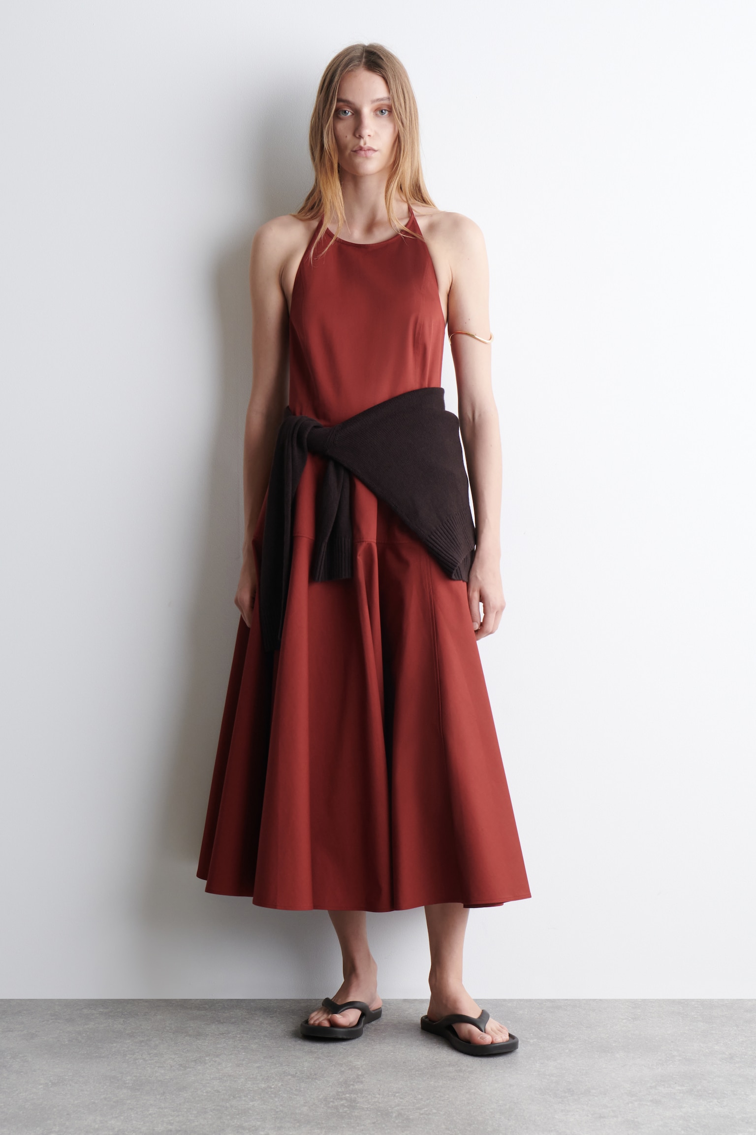 ROBE DOS NU EN COTON PIMA - ROUGE/NOIR - 3
