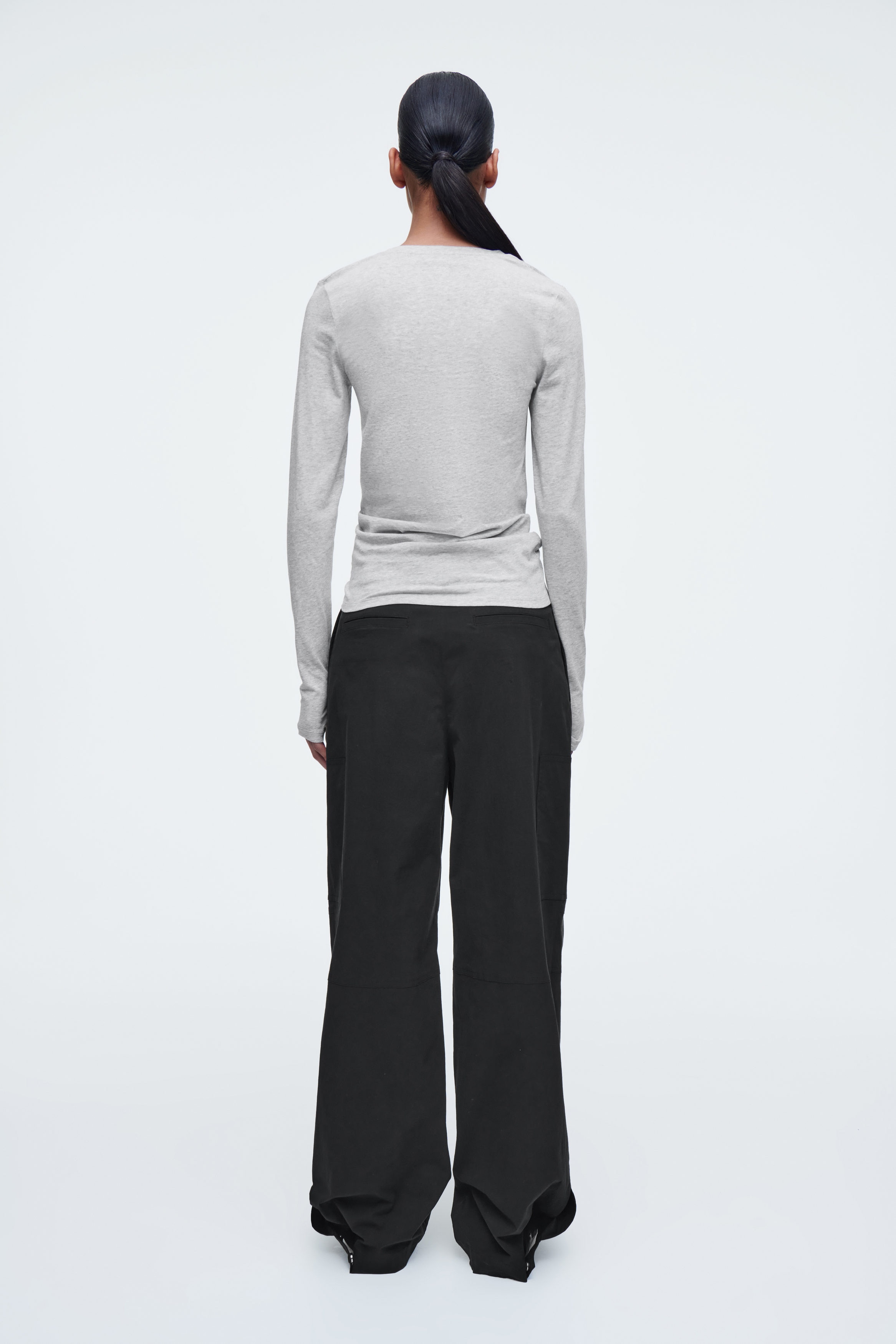 ★SIO★COLLAR LONG SLEEVE TOP [GREY]★正規品/韓国送料込 SLIM LIGHTWEIGHT LONG-SLEEVED TOP - GRAY MÉLANGE | COS