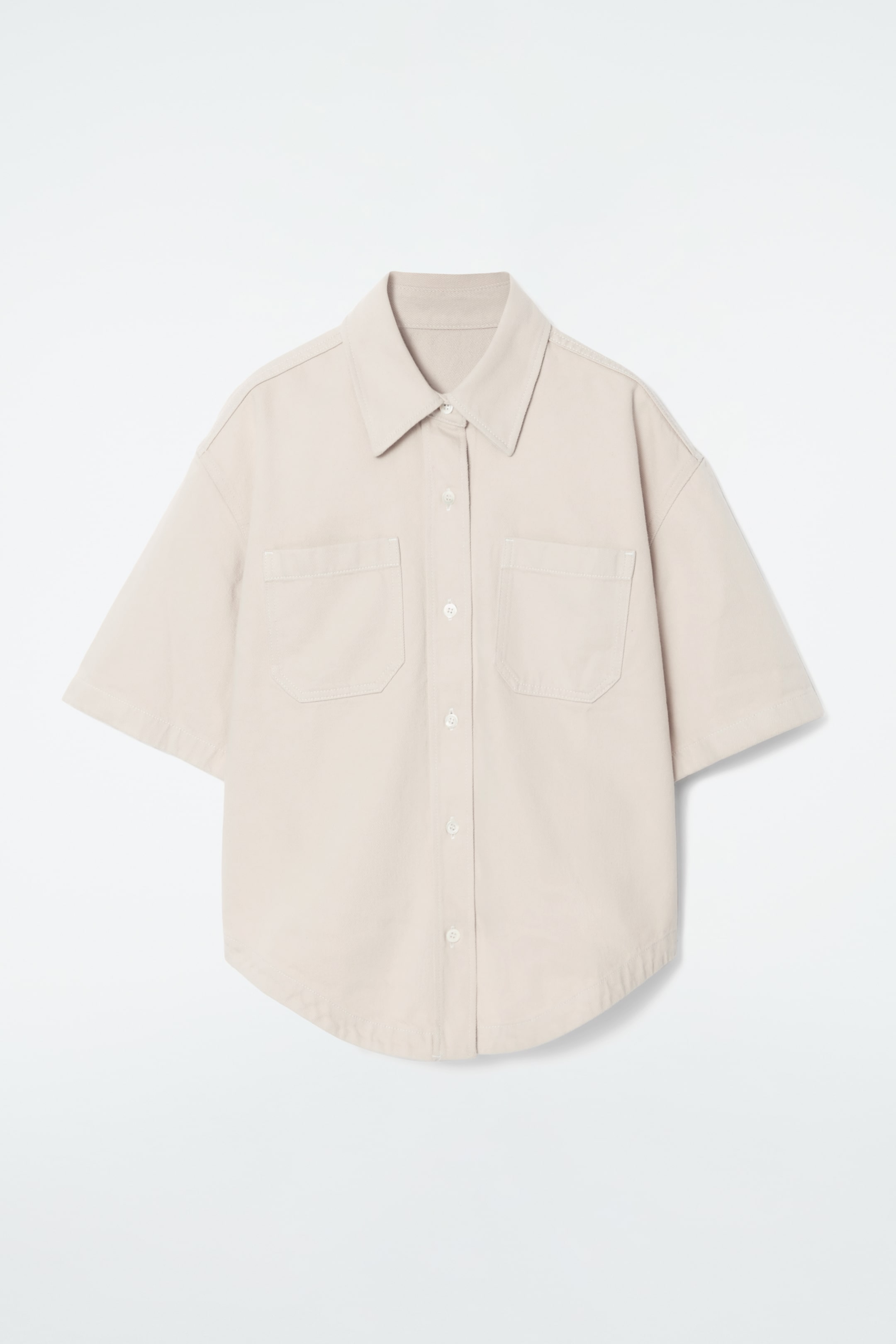 Ingrandisci l'immagine: RELAXED SHORT-SLEEVED DENIM SHIRT - BEIGE - DONNA | H&M CH 1