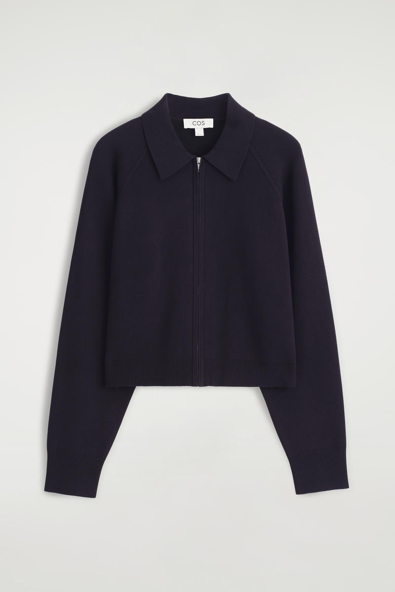 Cos Double-faced Knitted Jacket In Blue