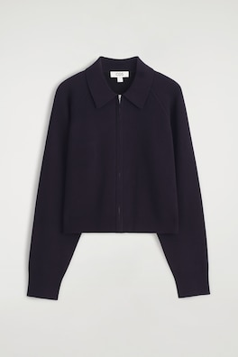 DOUBLE-FACED KNITTED JACKET — NAVY 2