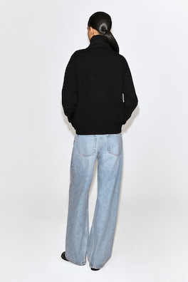 MOCK-NECK HALF-ZIP KNITTED SWEATER — BLACK 5