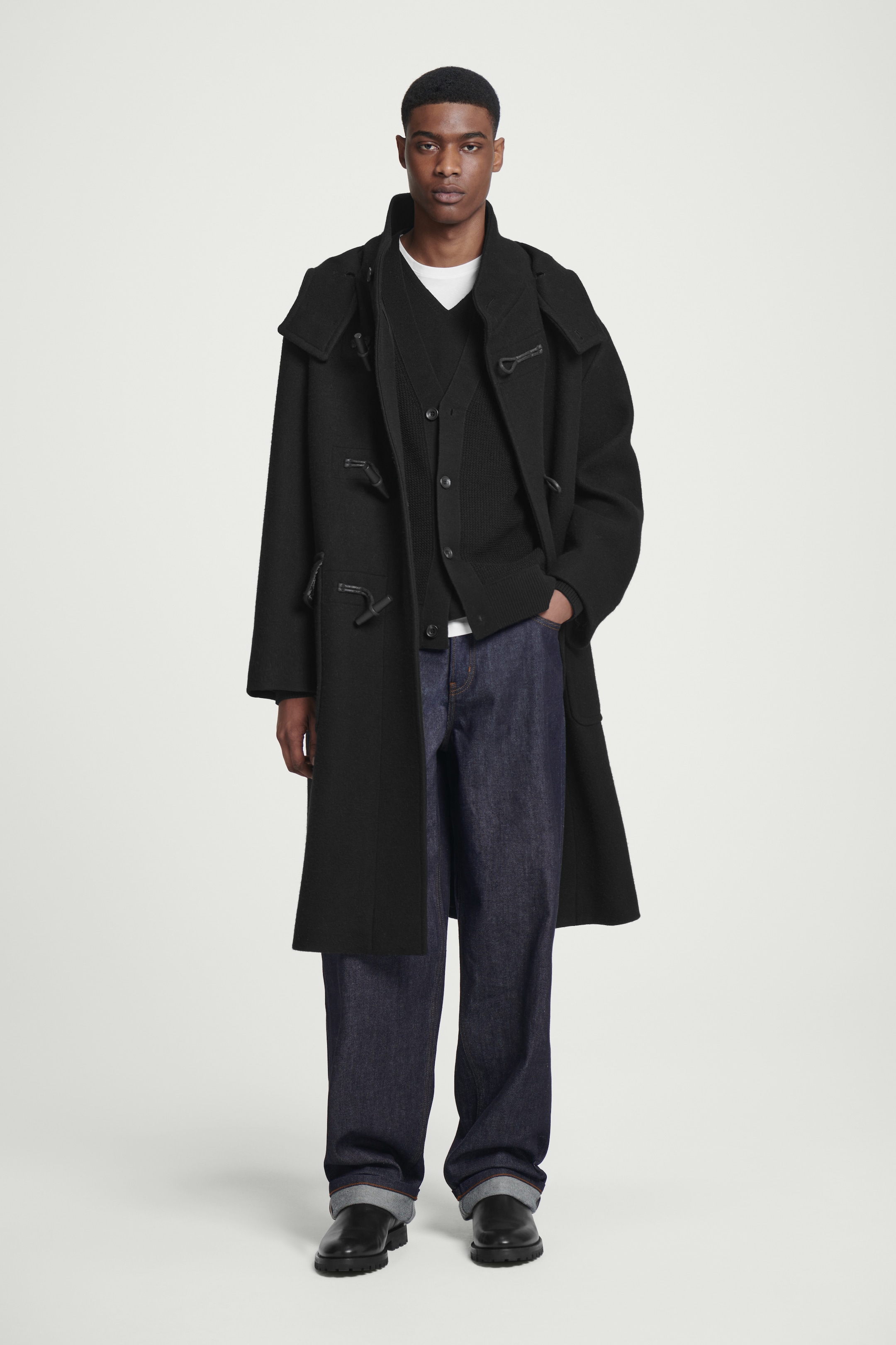 View larger image: TEXTURED MERINO WOOL CARDIGAN - BLACK - Men | H&M GB 2